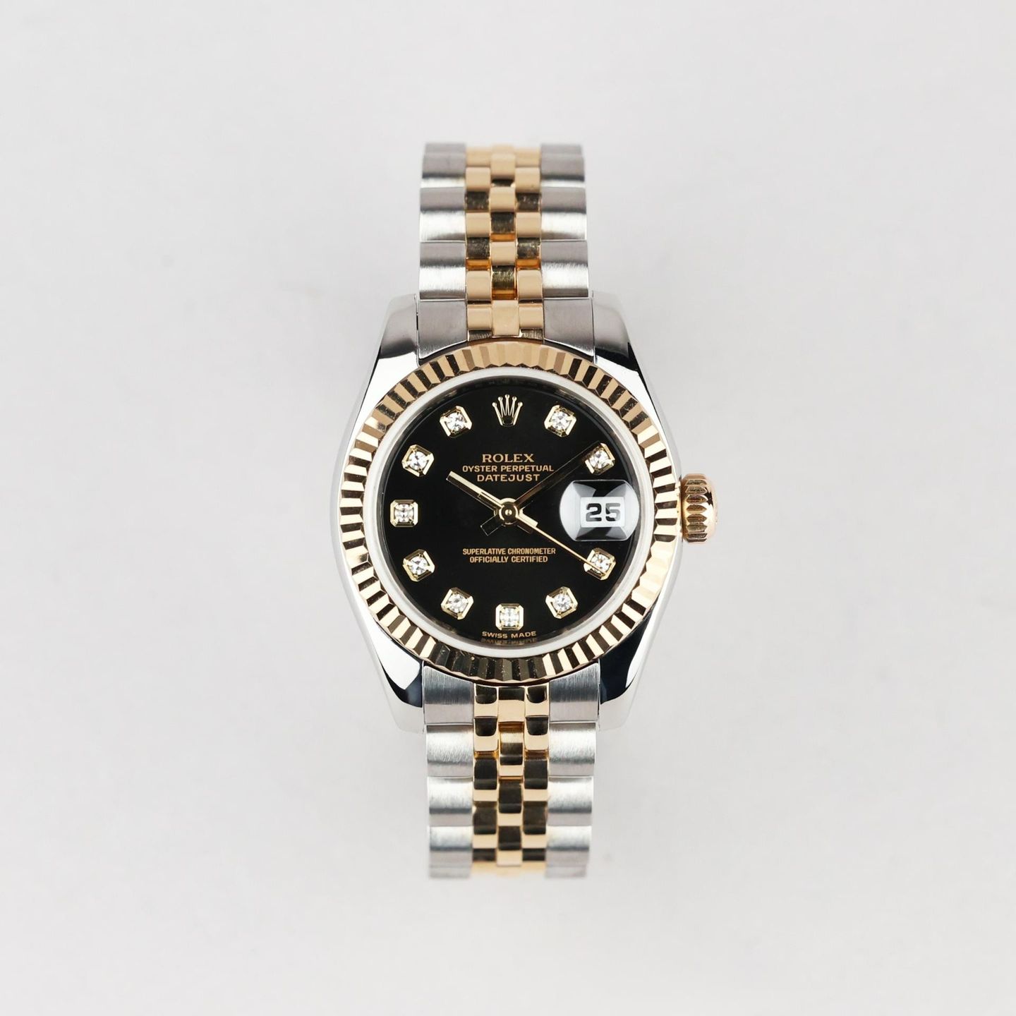 Rolex Lady-Datejust 179173 (2009) - Black dial 26 mm Gold/Steel case (1/8)