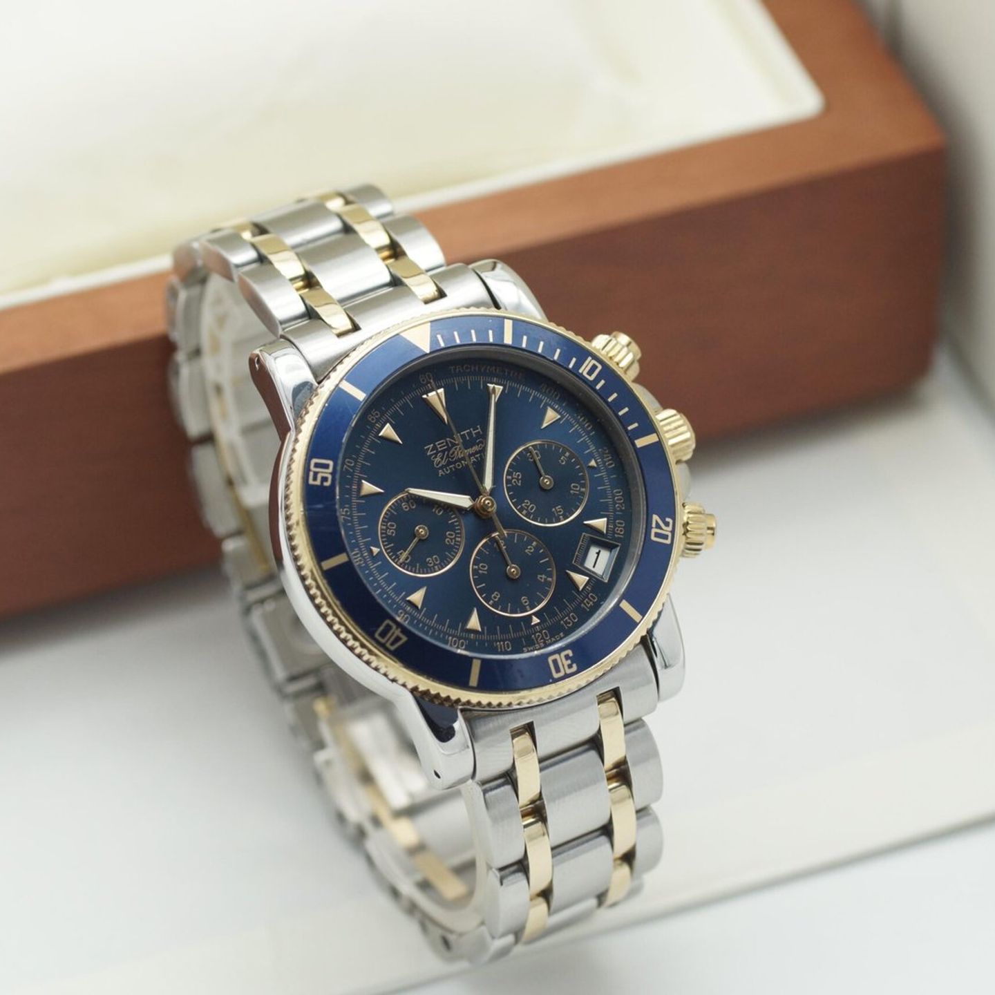 Zenith El Primero Chronograph 53.0370.400 (2000) - Blauw wijzerplaat 40mm Goud/Staal (1/8)