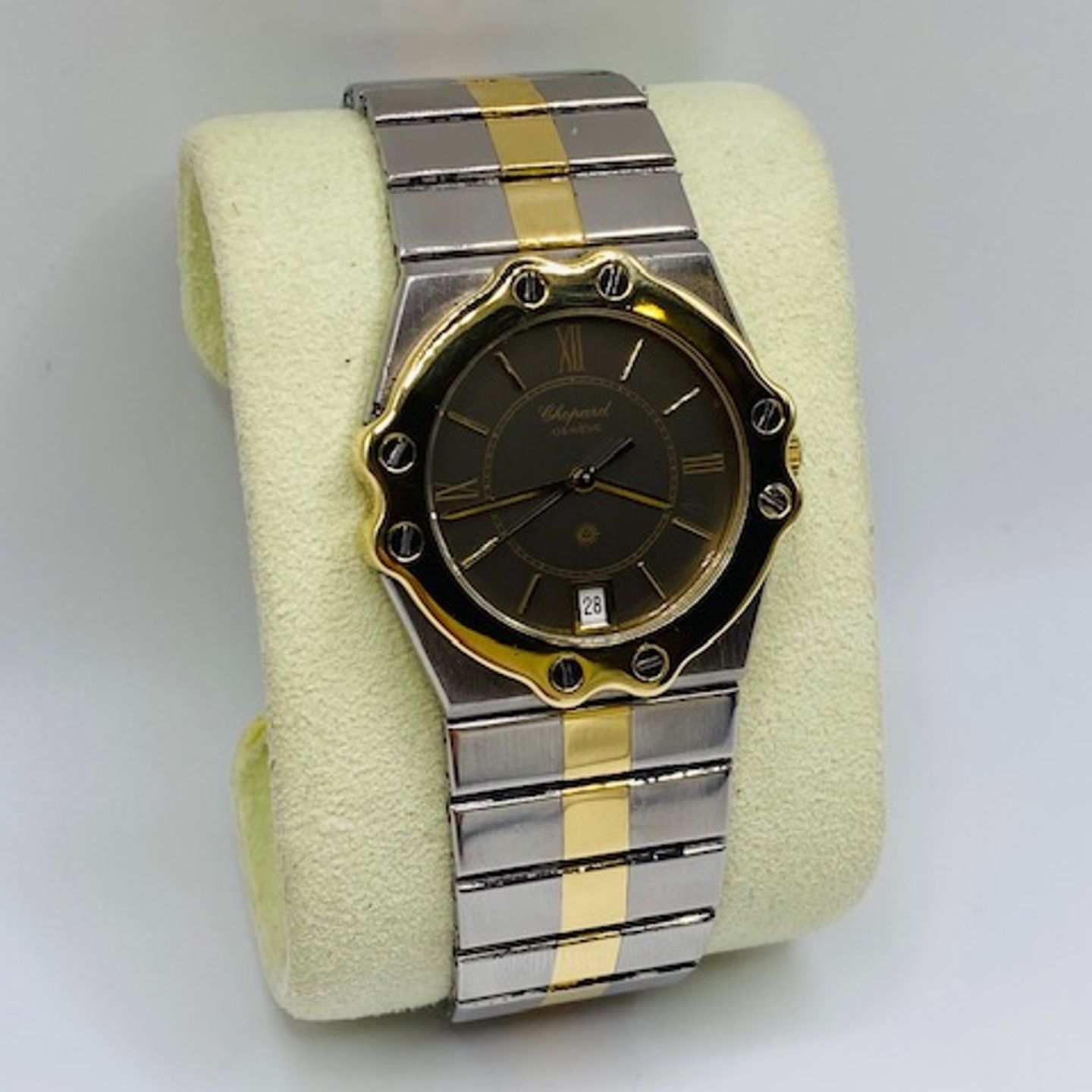 Chopard St. Moritz 8023 (1990) - Grijs wijzerplaat 32mm Goud/Staal (5/7)