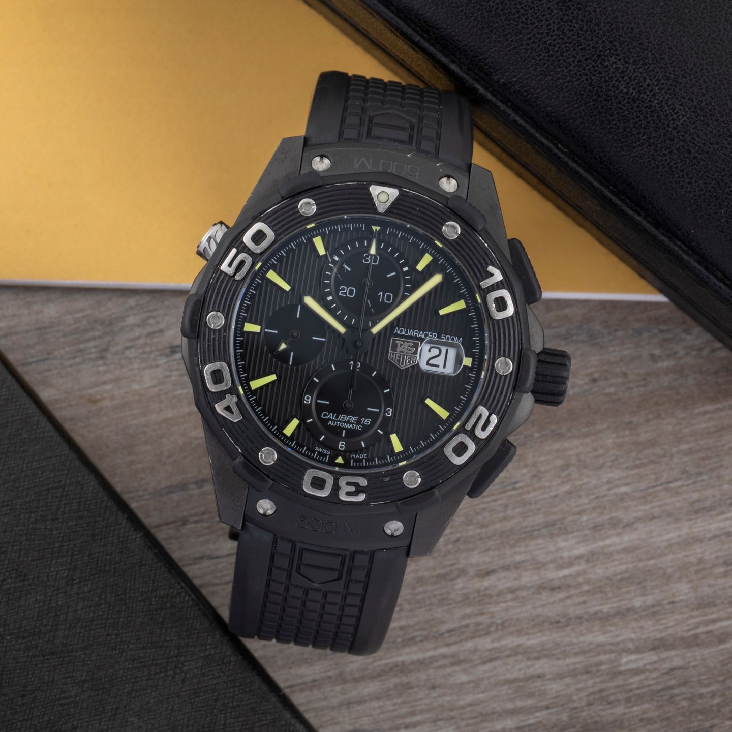 TAG Heuer Aquaracer 500M CAJ2180 (Unknown (random serial)) - Black dial 44 mm Titanium case (1/8)