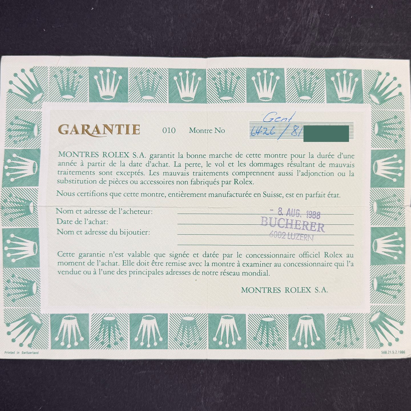 Rolex Oyster Precision 6426 (1984) - 34 mm (3/8)