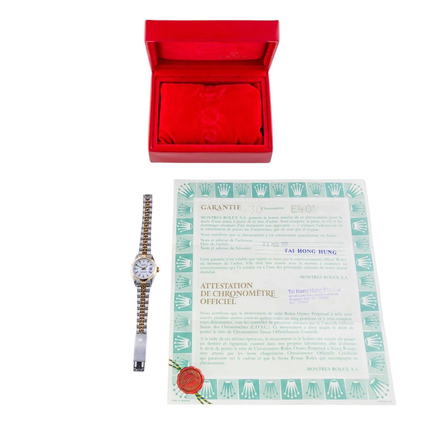 Rolex Lady-Datejust 69173 (1990) - White dial 26 mm Gold/Steel case (8/8)