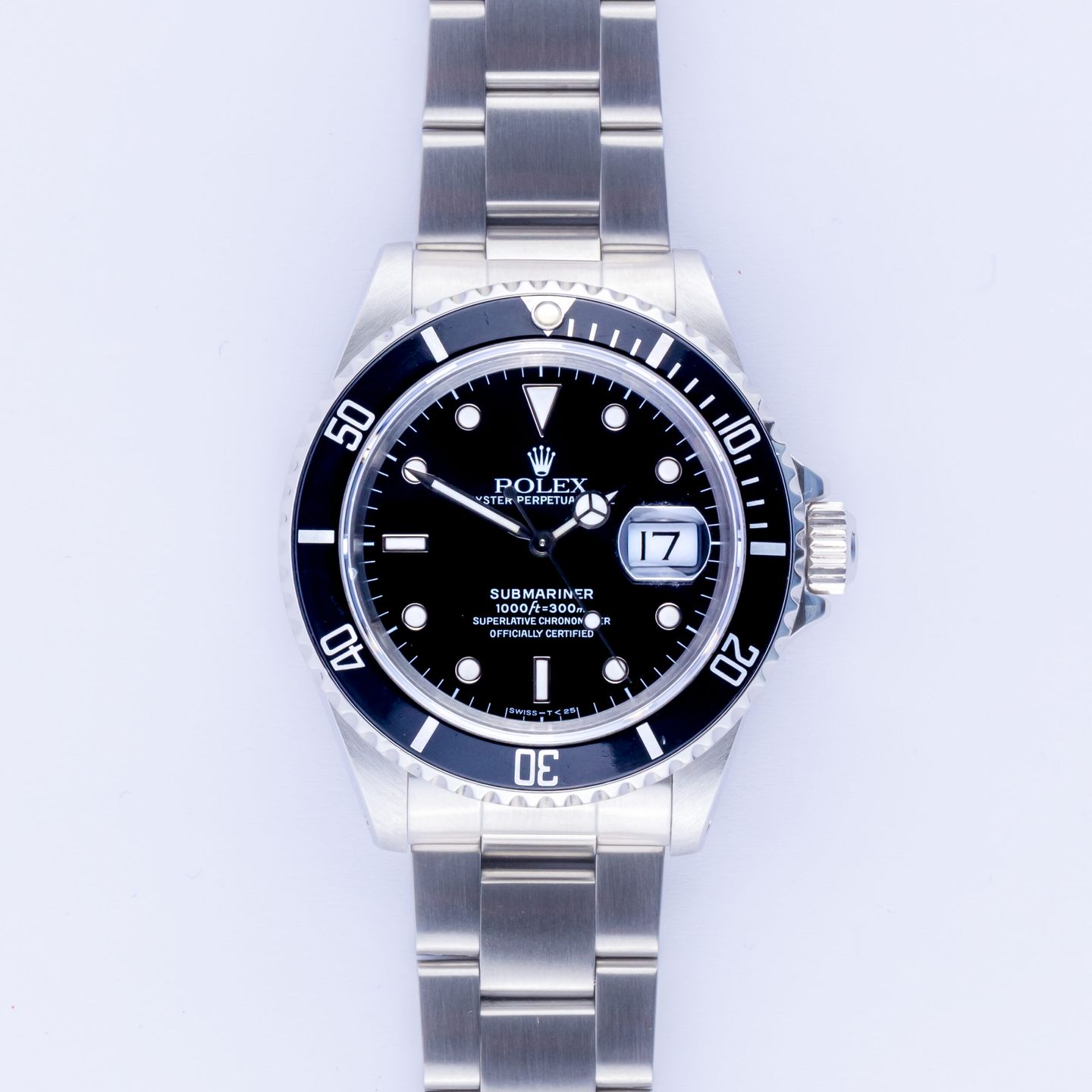 Rolex Submariner Date 16610 (1989) - Zwart wijzerplaat 40mm Staal (3/8)