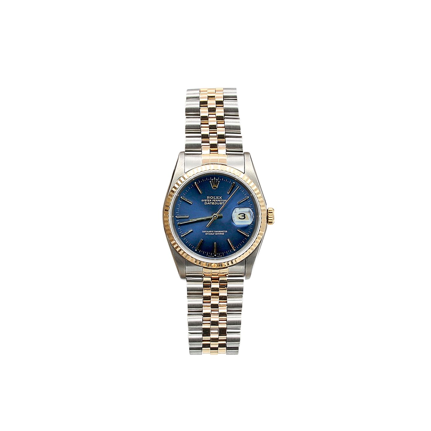 Rolex Datejust 36 16233 (Unknown (random serial)) - Blue dial 36 mm Gold/Steel case (1/7)