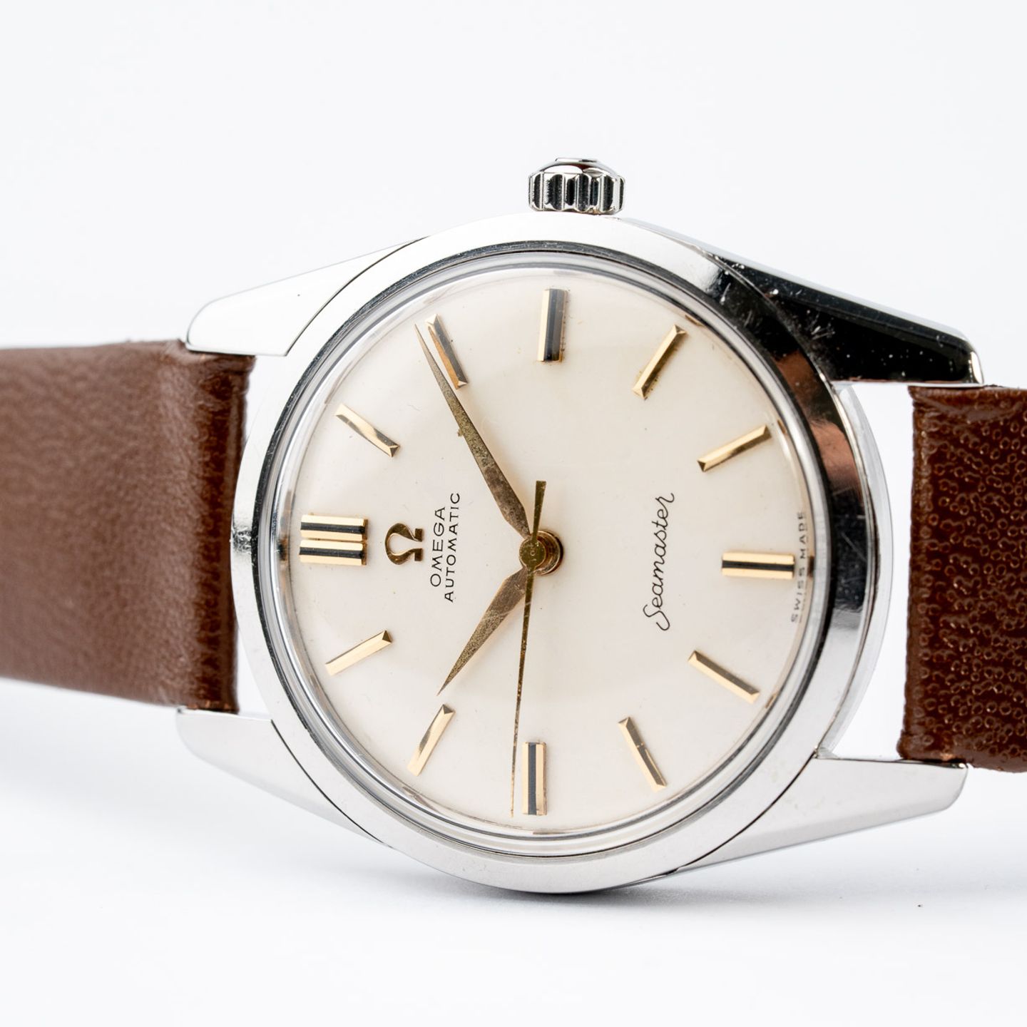 Omega Seamaster 14700 (1959) - Champagne wijzerplaat 34mm Goud/Staal (3/8)