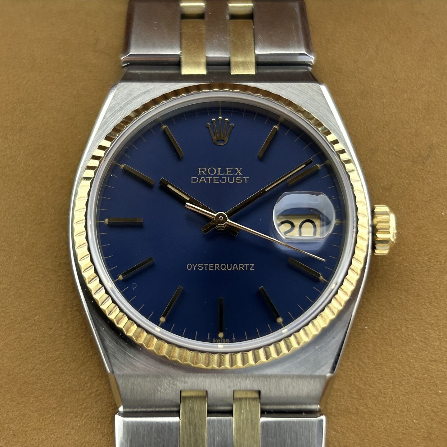 Rolex Datejust Oysterquartz 17013 (1978) - Blue dial 36 mm Gold/Steel case (1/8)