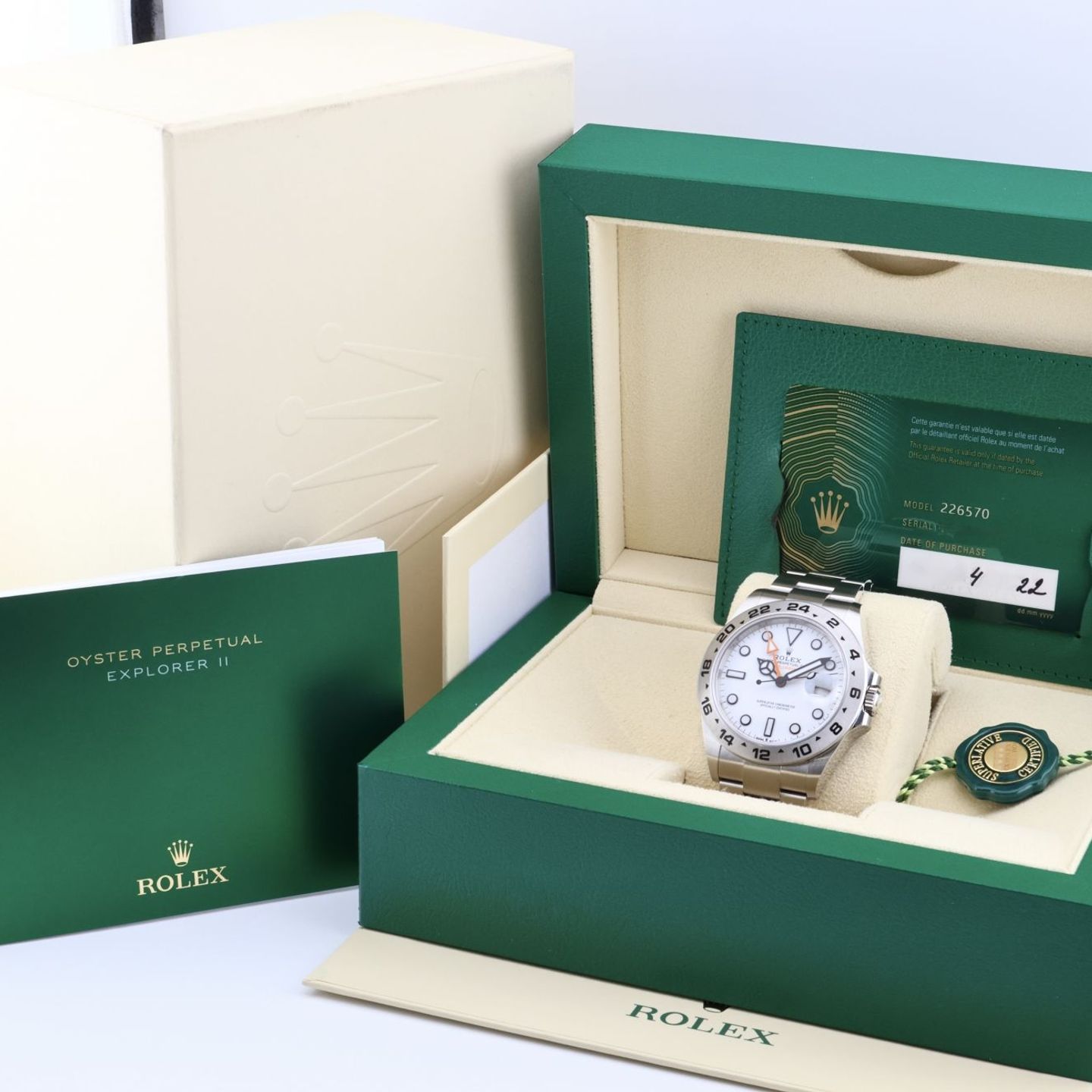 Rolex Explorer II 226570 (2022) - Wit wijzerplaat 42mm Staal (2/2)