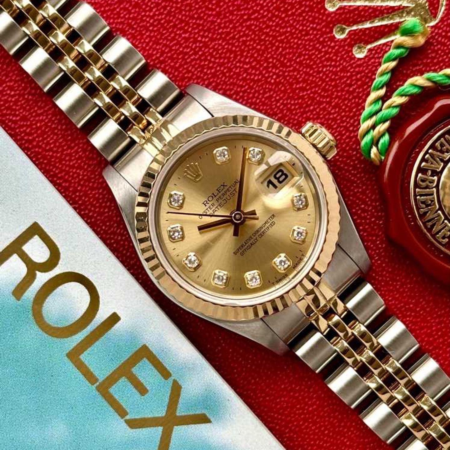 Rolex Lady-Datejust 69173G (1996) - Gold dial 26 mm Gold/Steel case (6/8)