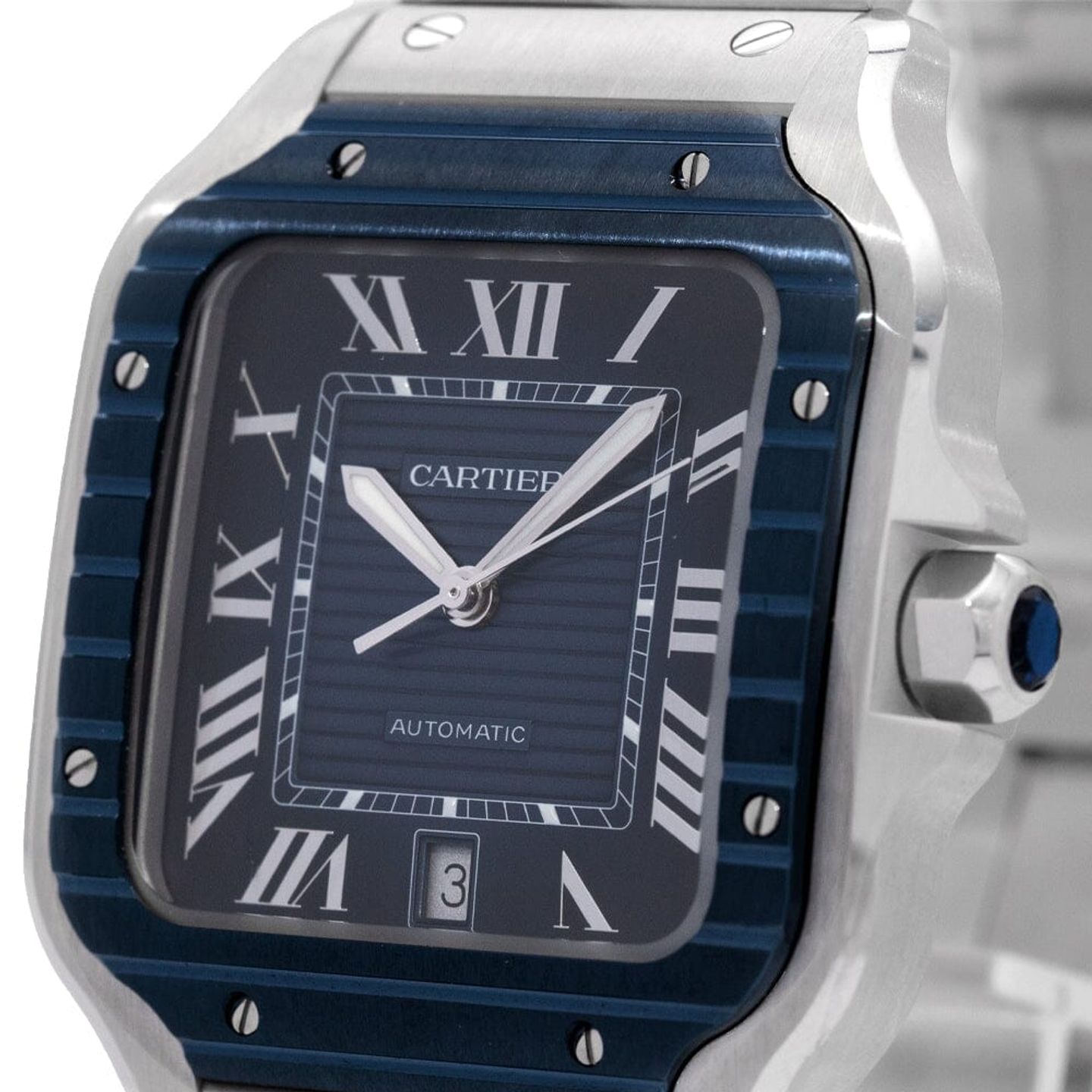 Cartier Santos WSSA0048 (2022) - Blue dial 40 mm Steel case (3/8)