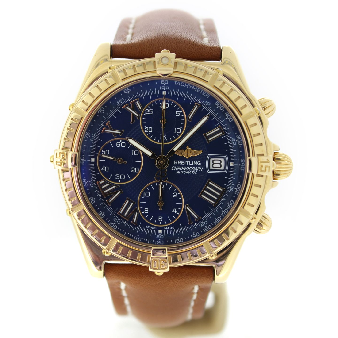 Breitling Crosswind Chronograph K13055 (Unknown (random serial)) - Blue dial 44 mm Yellow Gold case (2/7)