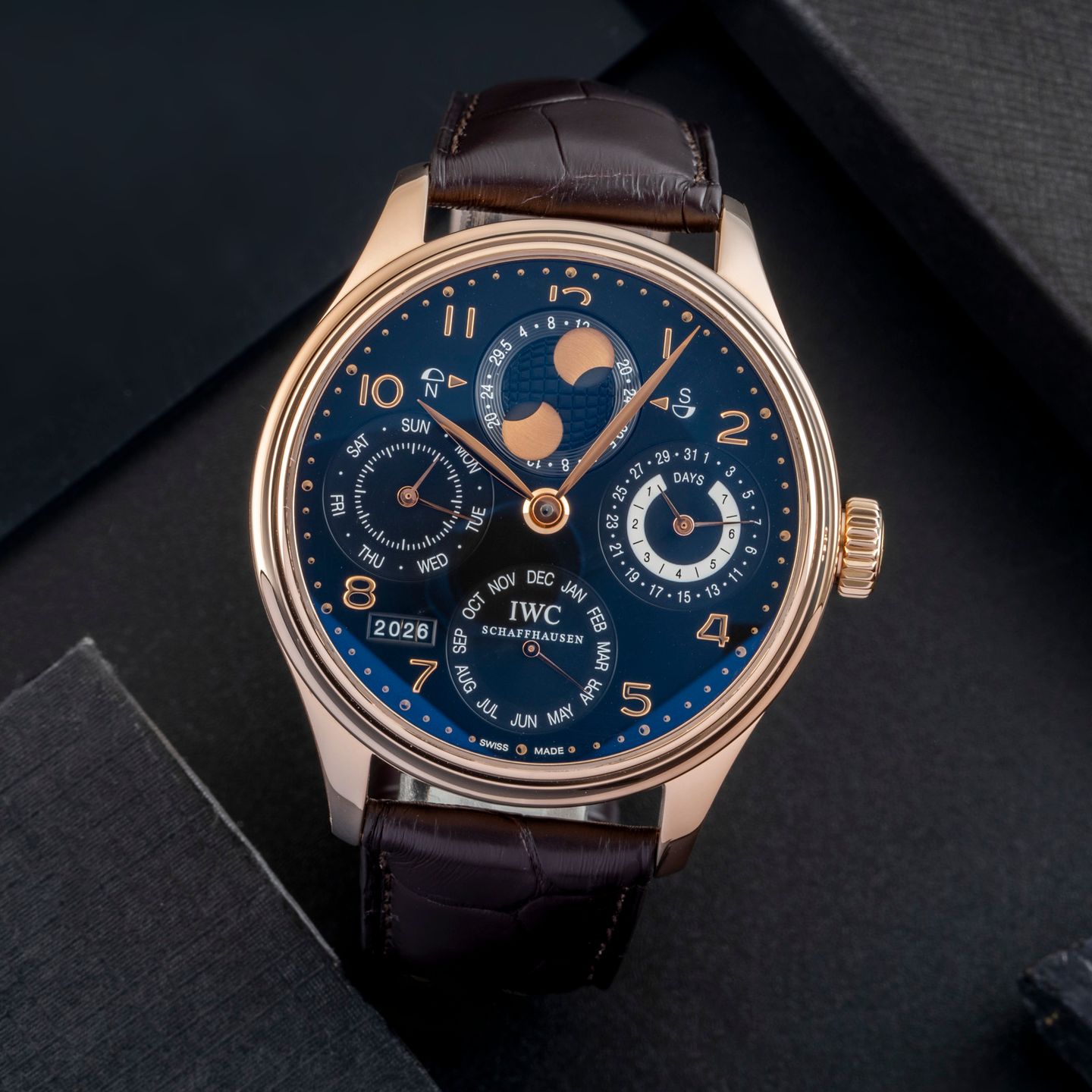 IWC Portuguese Perpetual Calendar IW502122 (2010) - Black dial 44 mm Red Gold case (1/8)