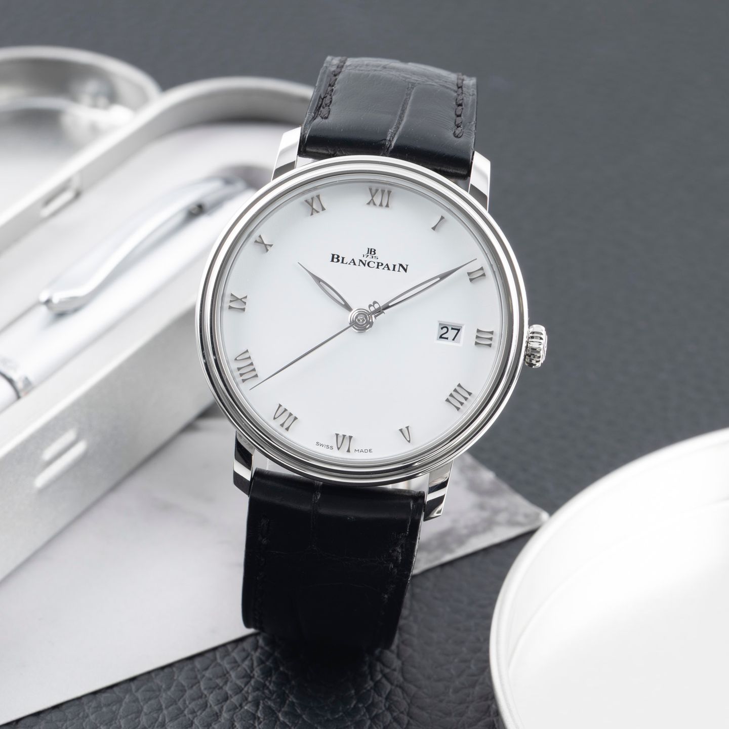Blancpain Villeret Ultra-Slim 6224-1127-55B (Unknown (random serial)) - White dial 39 mm Steel case (1/8)
