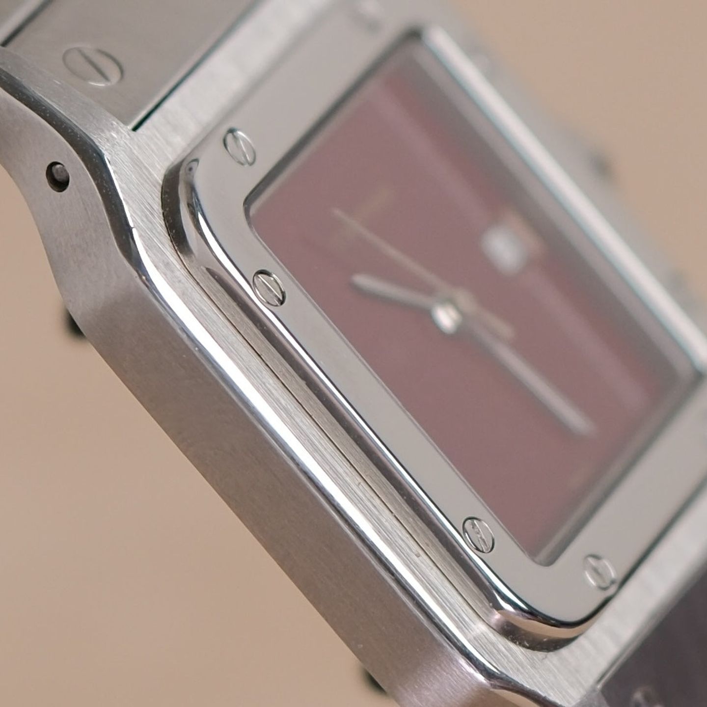 Cartier Santos 2960 (Unknown (random serial)) - Red dial 29 mm Steel case (5/8)