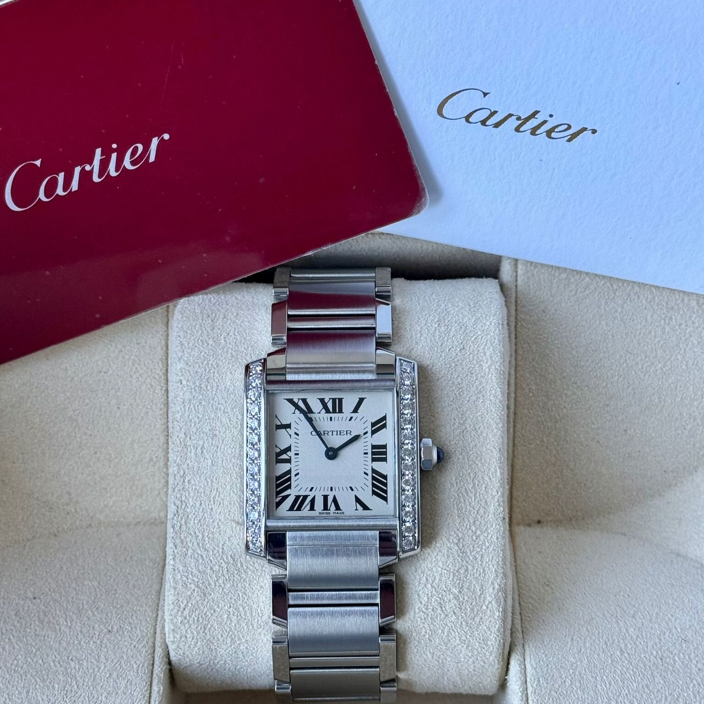 Cartier Tank Française W4TA0009 (2021) - Wit wijzerplaat 30mm Staal (7/7)