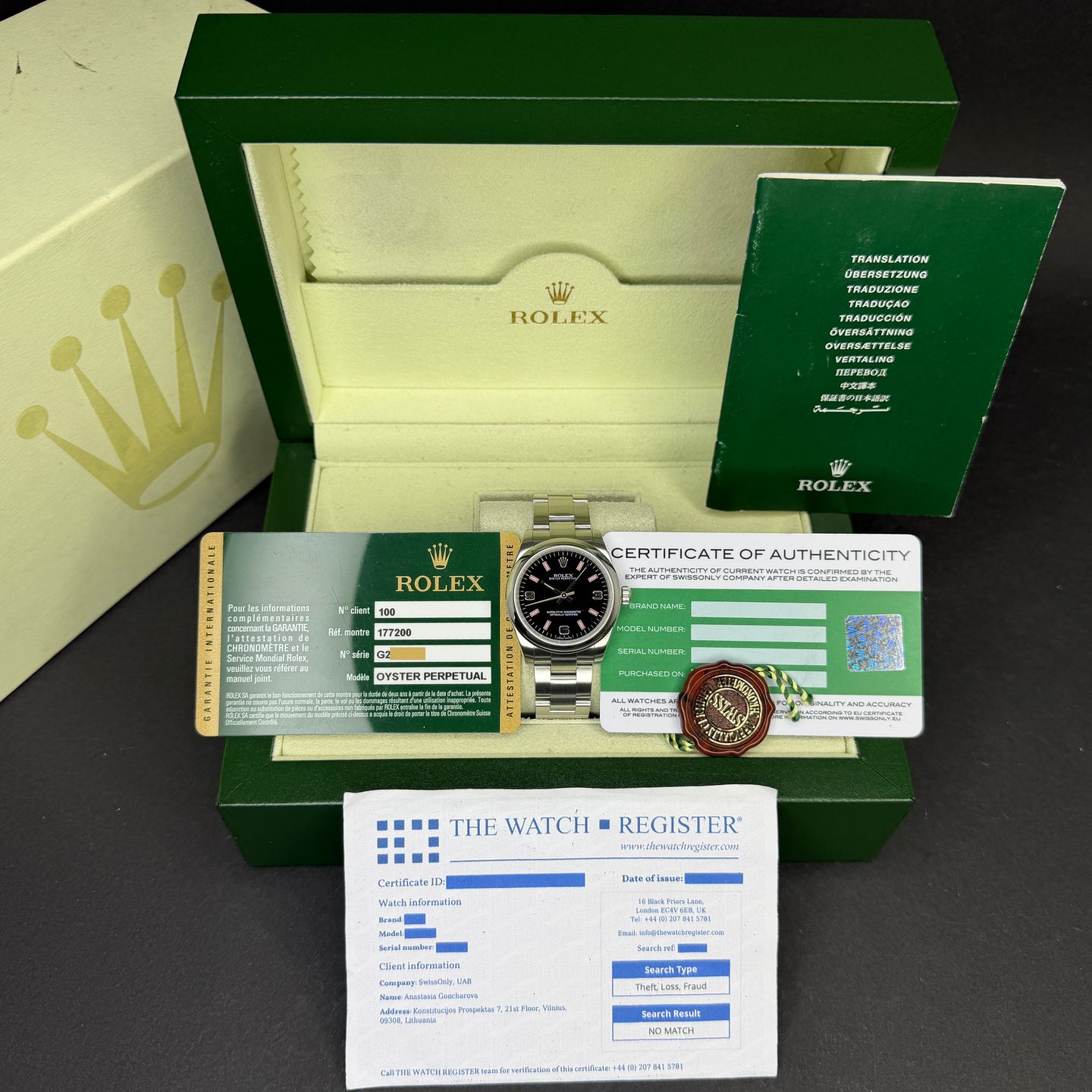 Rolex Oyster Perpetual 31 177200 (2010) - Zwart wijzerplaat 31mm Staal (3/8)