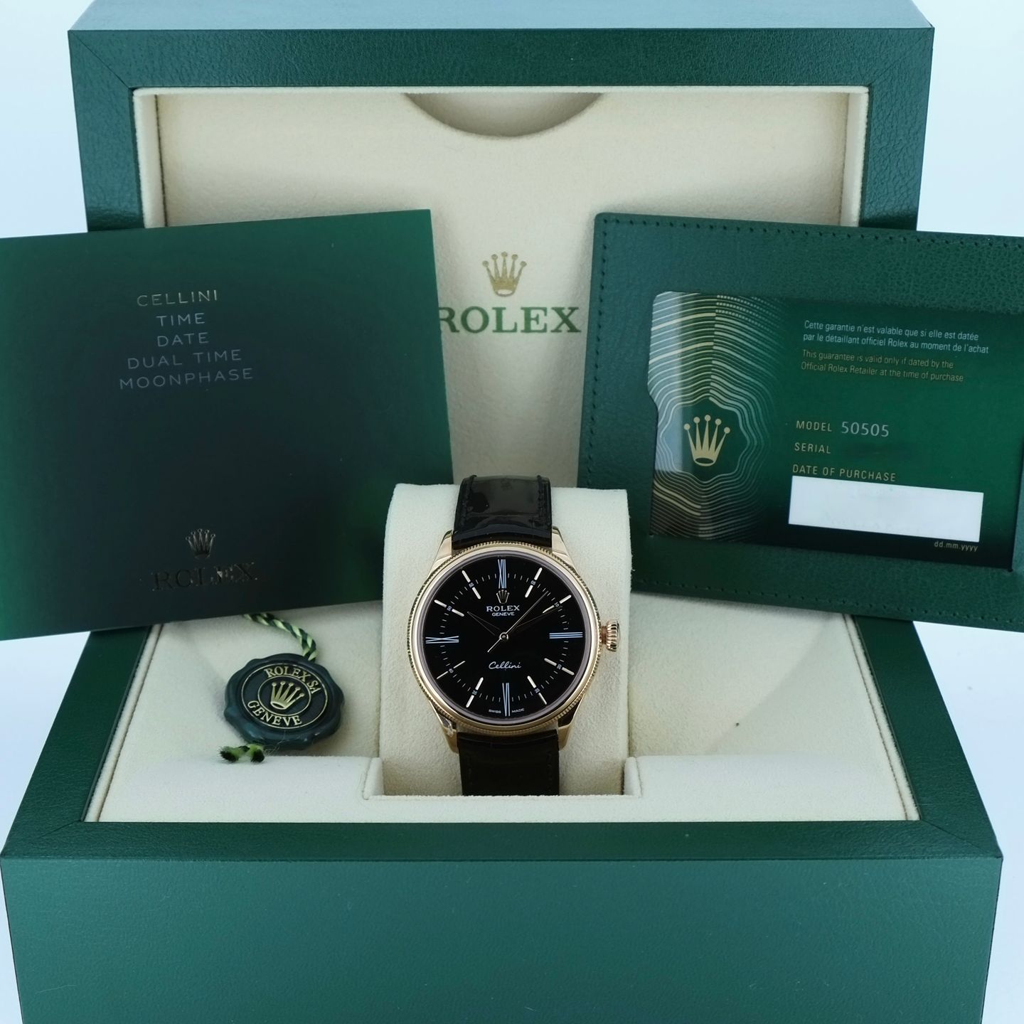 Rolex Cellini Time 50505 (2024) - Black dial 39 mm Rose Gold case (4/6)