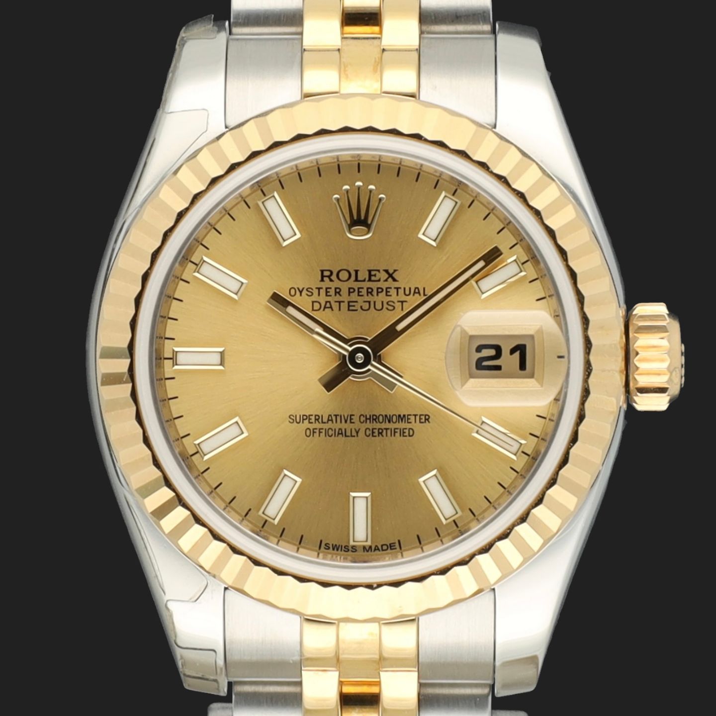 Rolex Lady-Datejust 179173 (2011) - Champagne dial 26 mm Gold/Steel case (3/8)