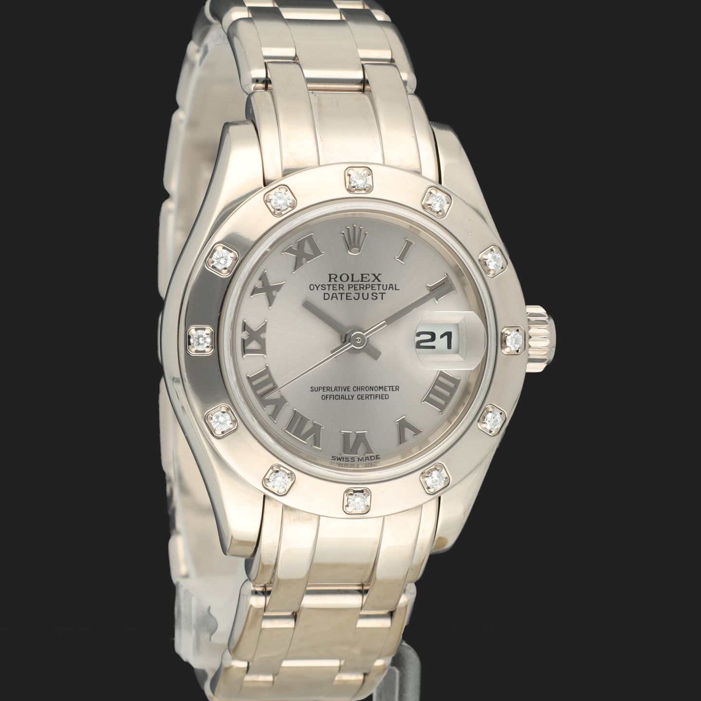 Rolex Lady-Datejust Pearlmaster 80319 (Unknown (random serial)) - Silver dial 29 mm White Gold case (4/8)