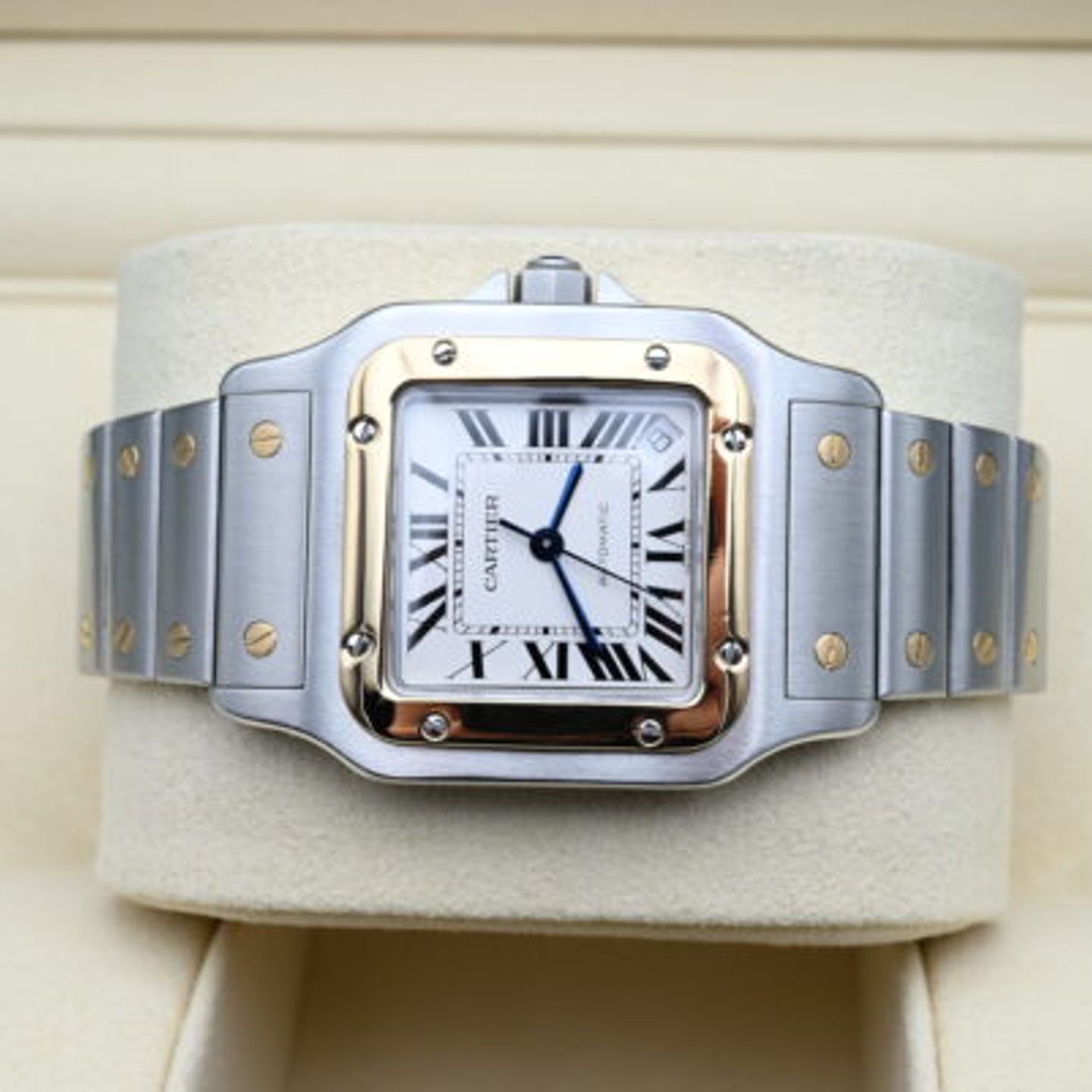 Cartier Santos Galbée 2823 (Unknown (random serial)) - White dial 32 mm Gold/Steel case (4/6)