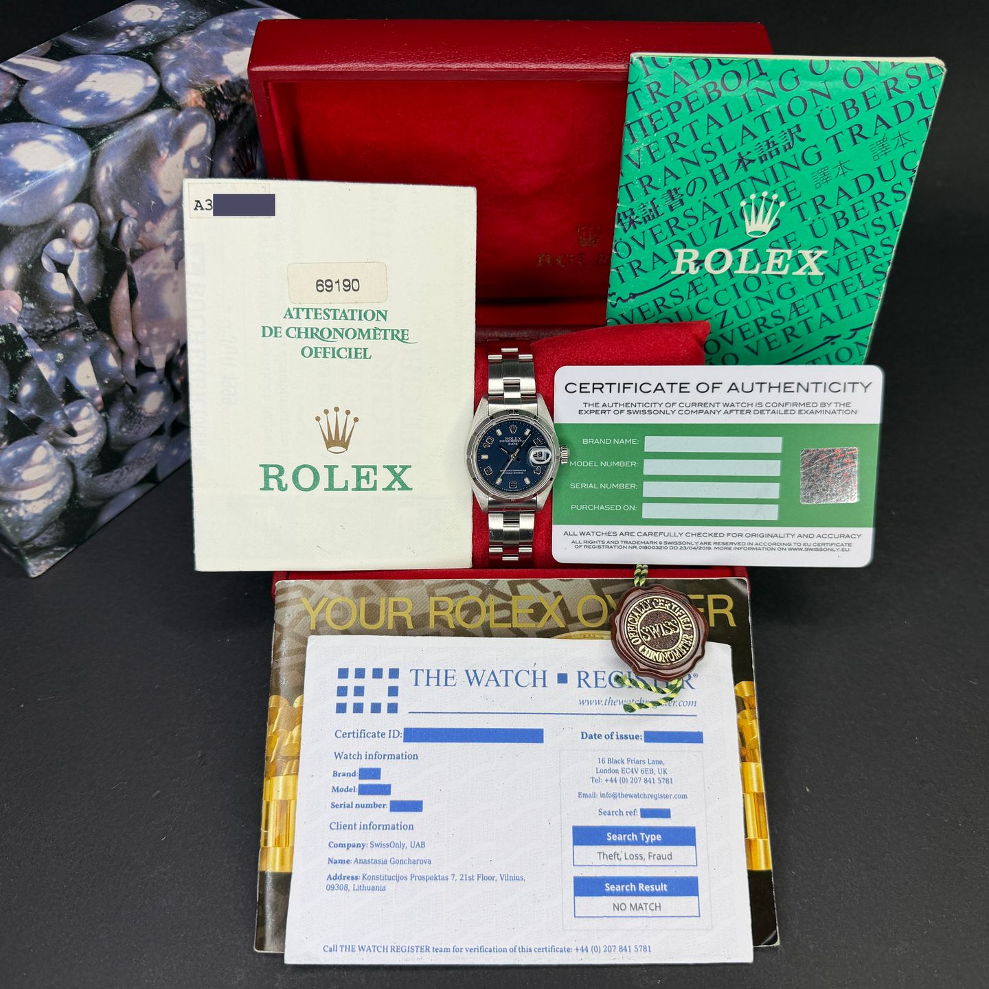 Rolex Oyster Perpetual Lady Date 69190 (1999) - Blauw wijzerplaat 26mm Staal (3/8)