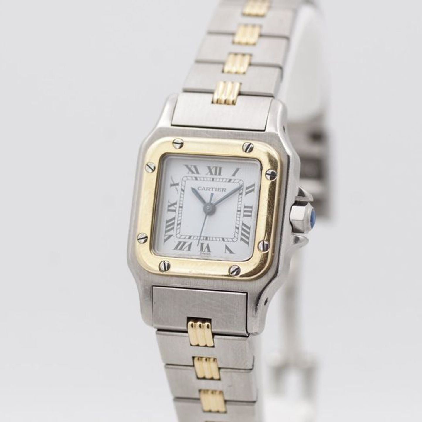 Cartier Santos 0902 (1990) - White dial 24 mm Gold/Steel case (1/8)