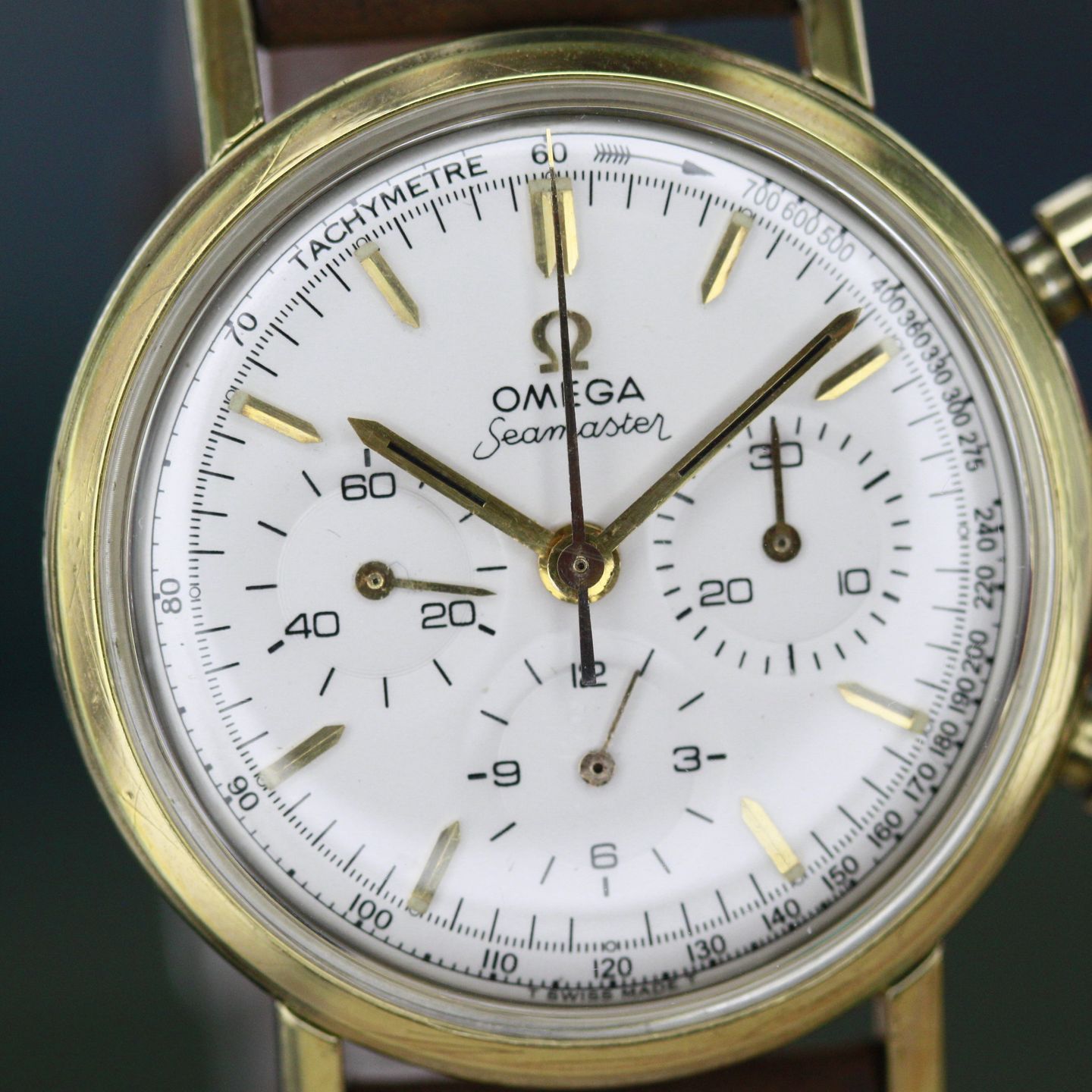 Omega Seamaster 145.006-67 (1967) - White dial 36 mm Yellow Gold case (4/8)