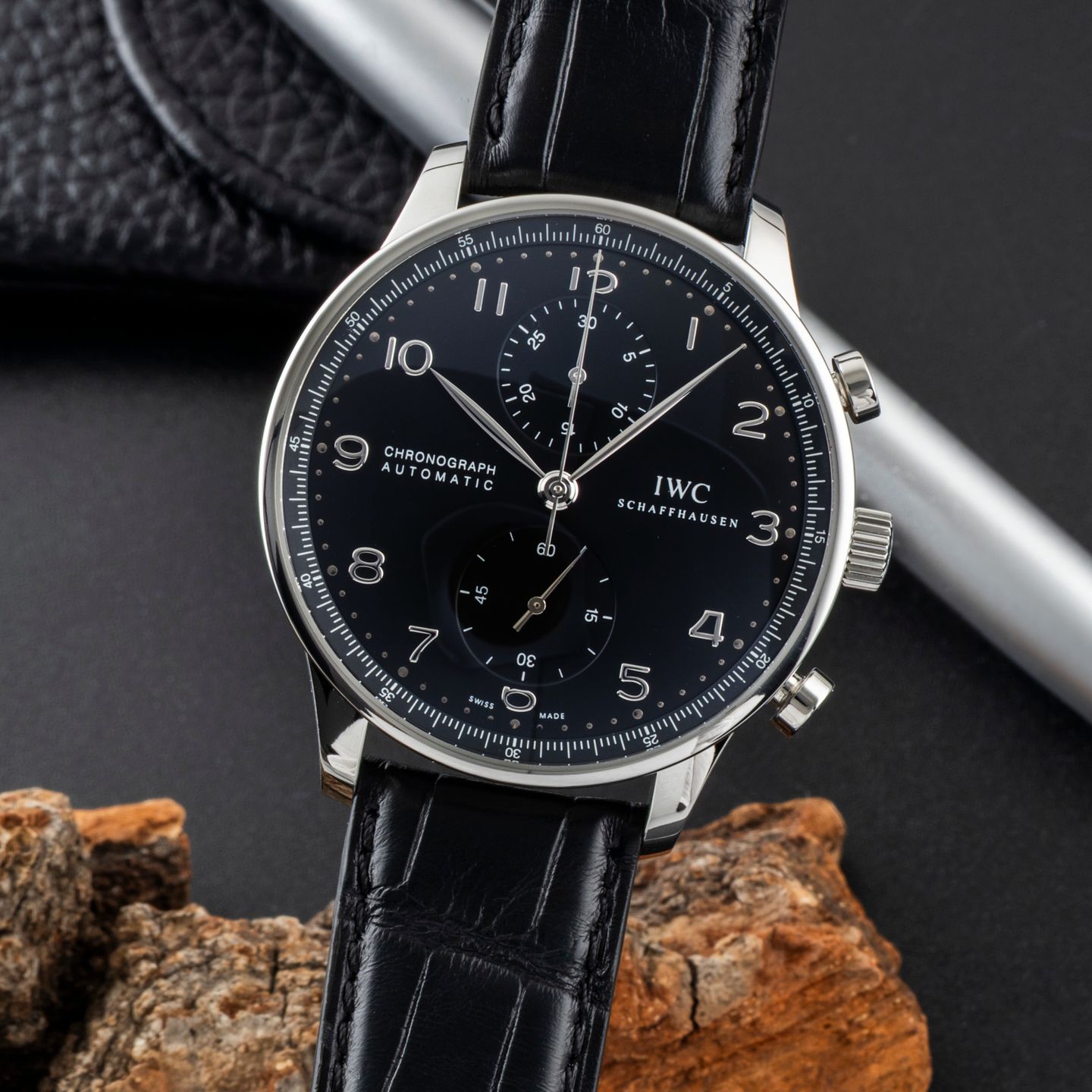 IWC Portuguese Chronograph IW371447 (Unknown (random serial)) - Black dial 41 mm Steel case (3/8)