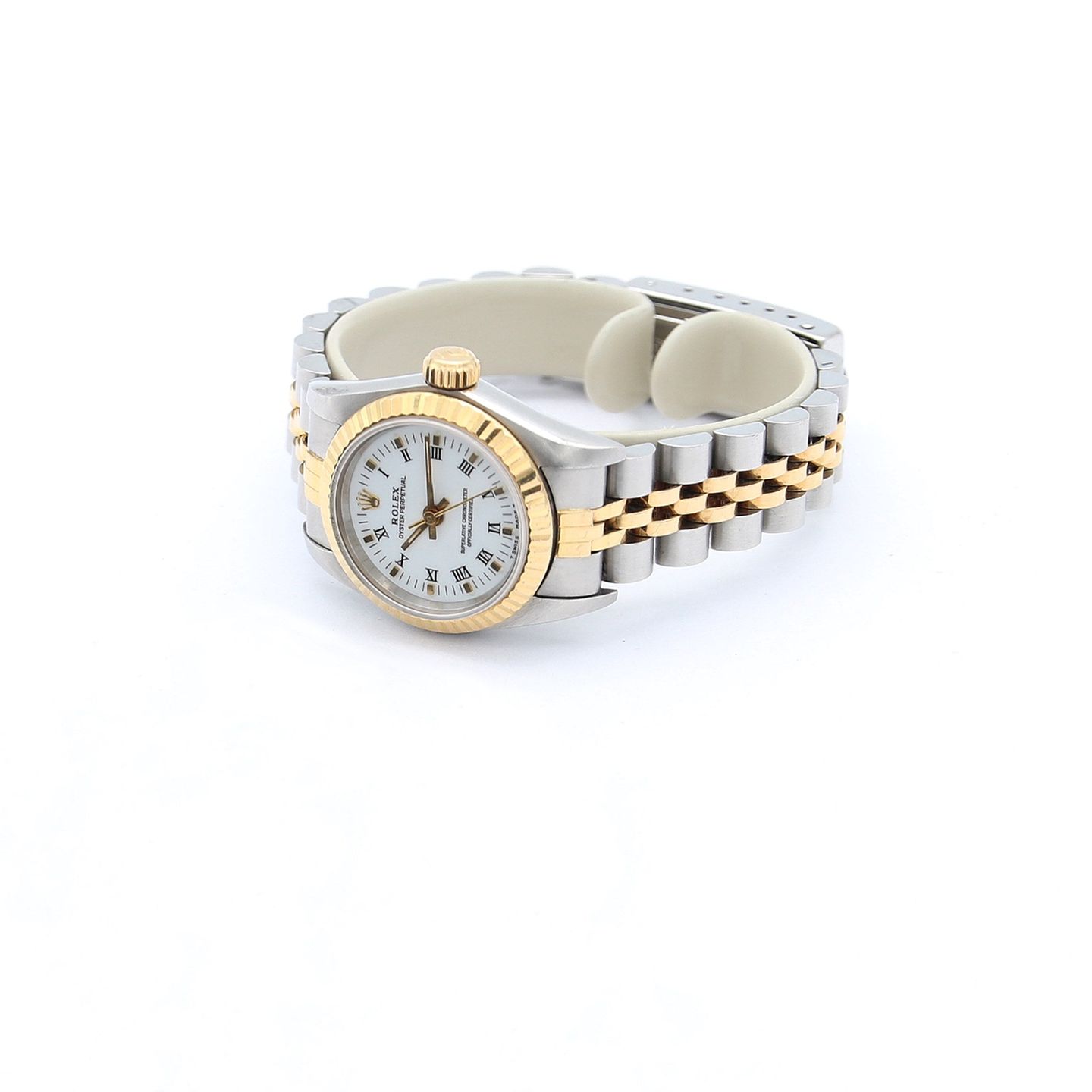 Rolex Oyster Perpetual 67193 (Unknown (random serial)) - White dial 26 mm Gold/Steel case (2/6)