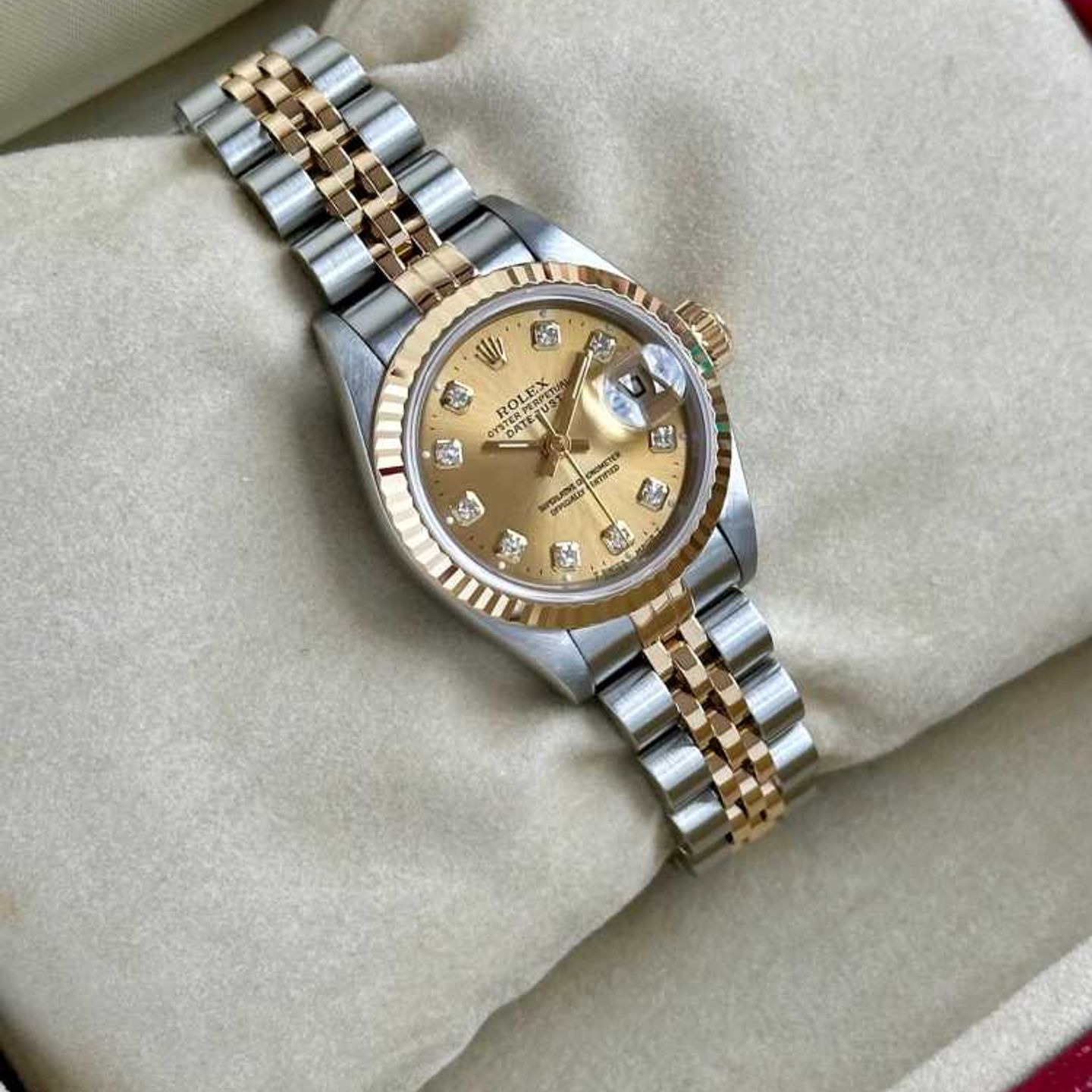 Rolex Lady-Datejust 69173G (1995) - Gold dial 26 mm Gold/Steel case (2/8)