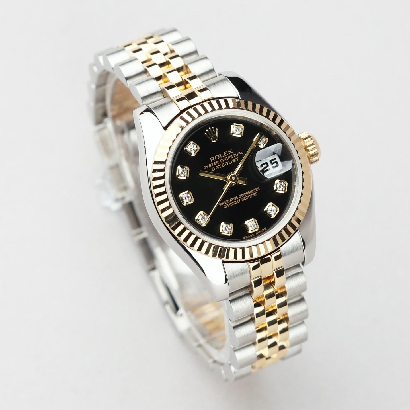Rolex Lady-Datejust 179173 (2009) - Black dial 26 mm Gold/Steel case (2/8)