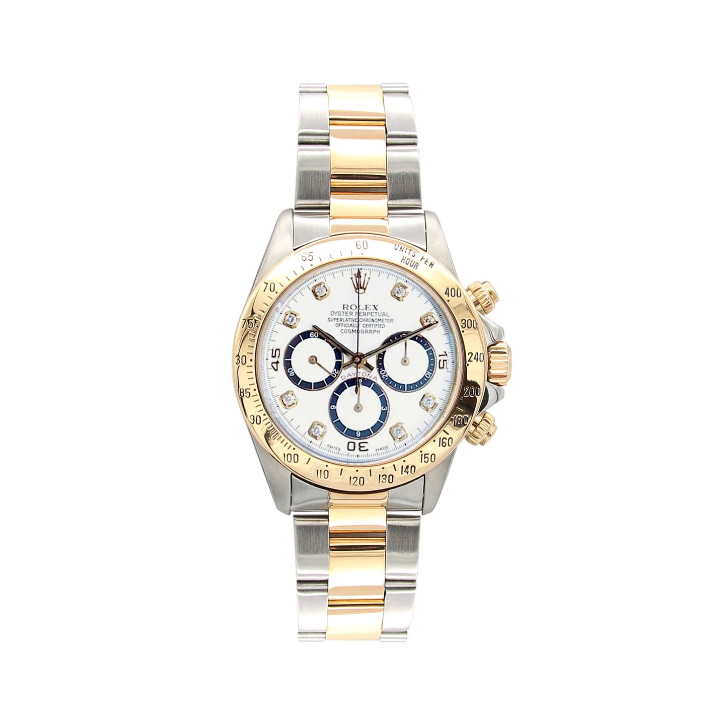 Rolex Daytona 16523 (Unknown (random serial)) - White dial 40 mm Gold/Steel case (1/6)