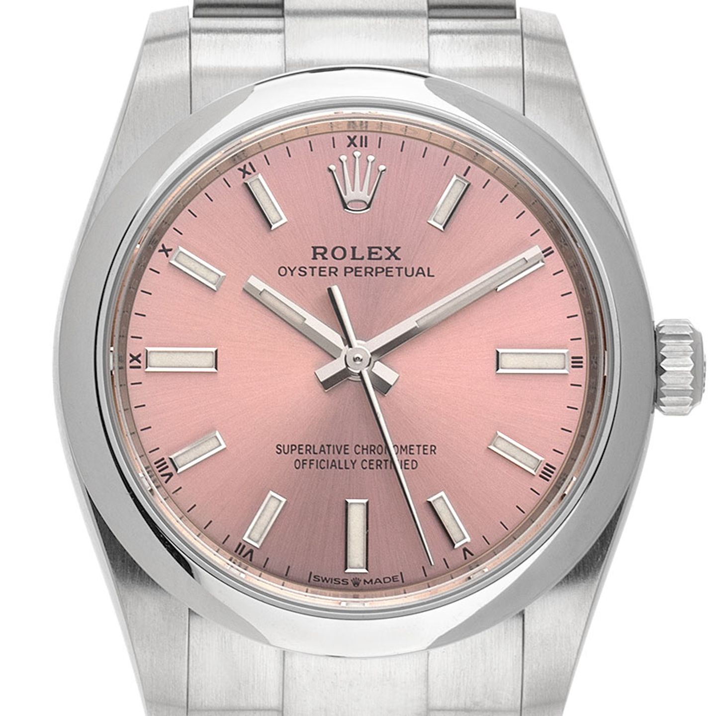 Rolex Oyster Perpetual 34 124200 (2022) - Roze wijzerplaat 34mm Staal (1/8)