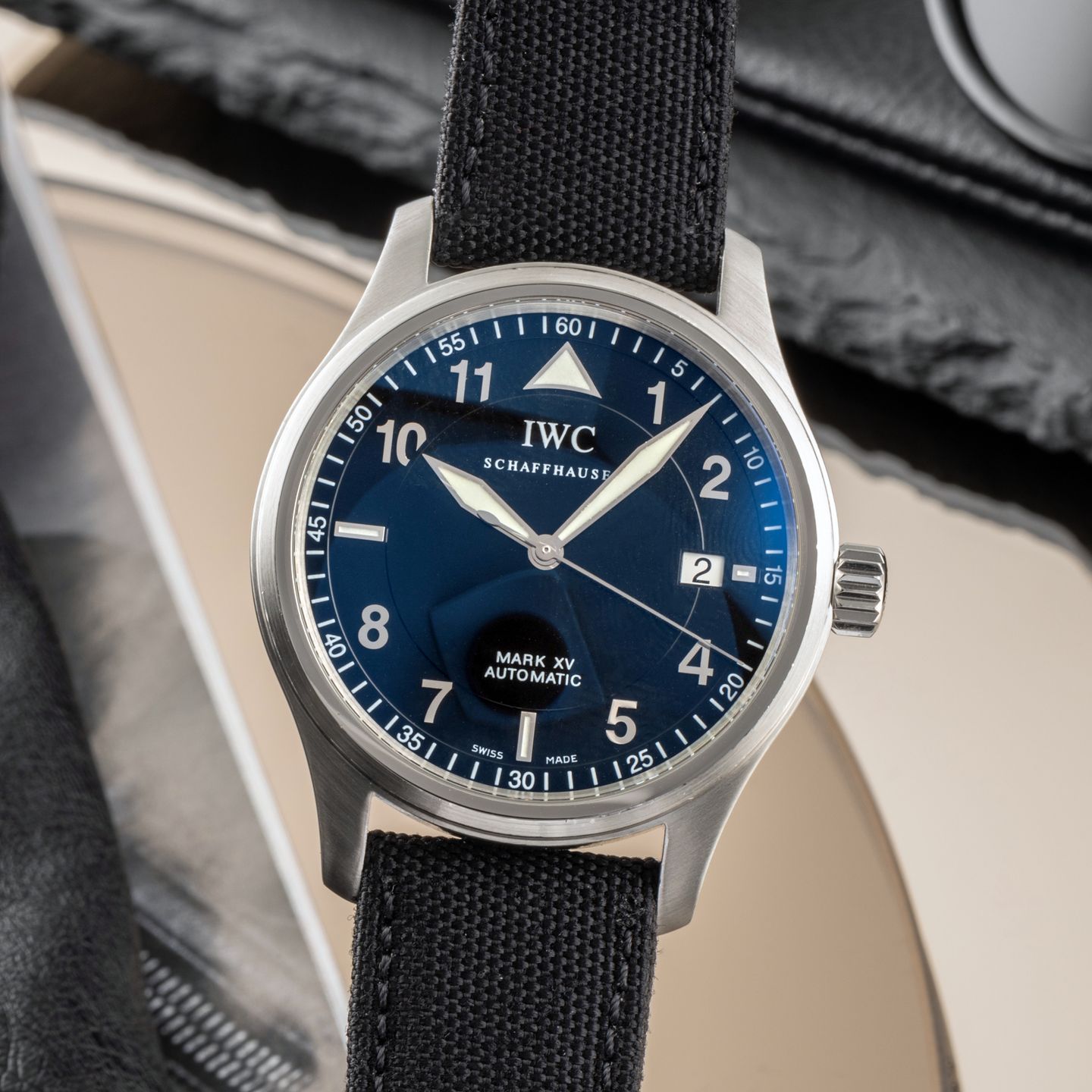 IWC Pilot Mark IW325312 (2005) - Zwart wijzerplaat 38mm Staal (3/8)