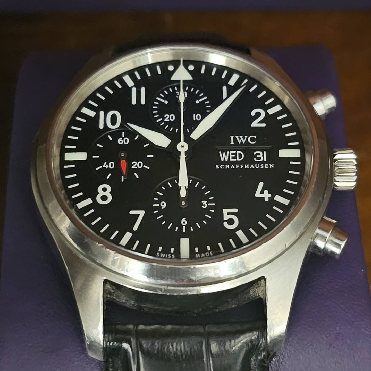 IWC Pilot Chronograph IW371701 (Onbekend (willekeurig serienummer)) - Zwart wijzerplaat 42mm Staal (4/5)