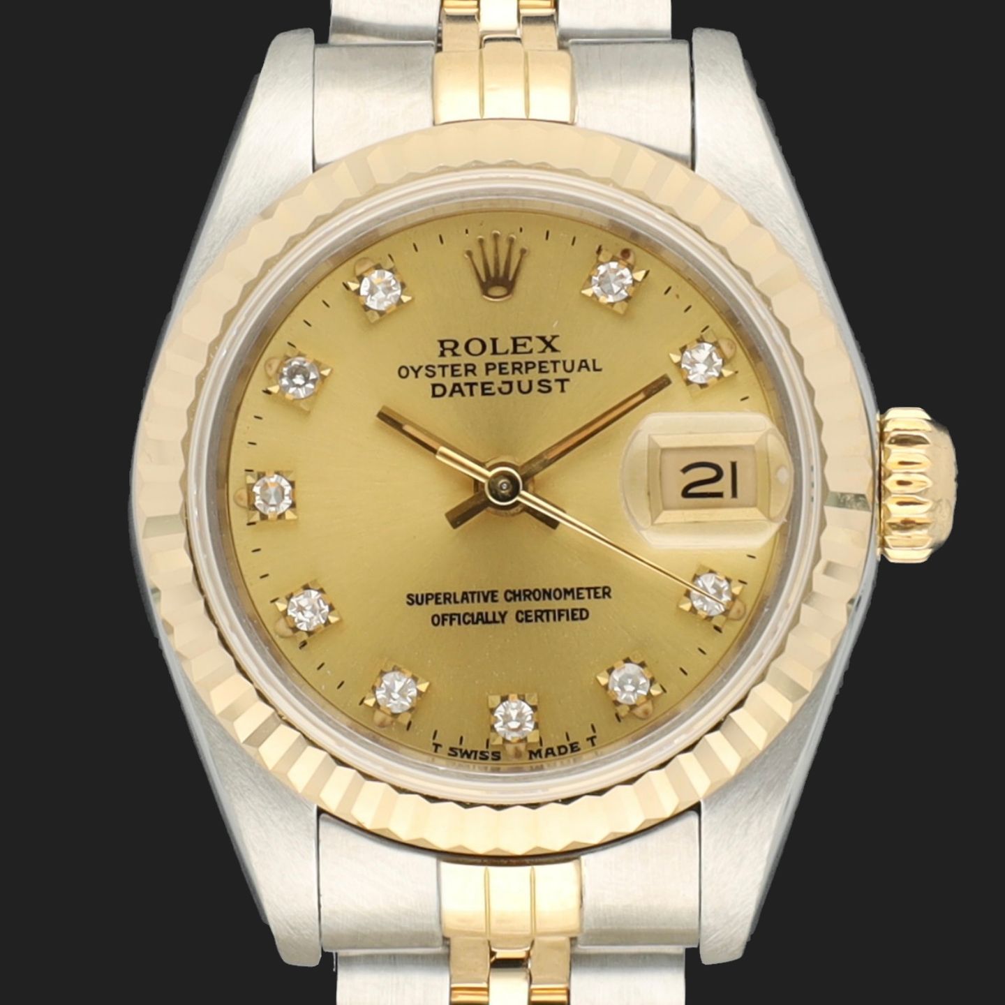 Rolex Lady-Datejust 69173 (1987) - Champagne dial 26 mm Gold/Steel case (3/8)