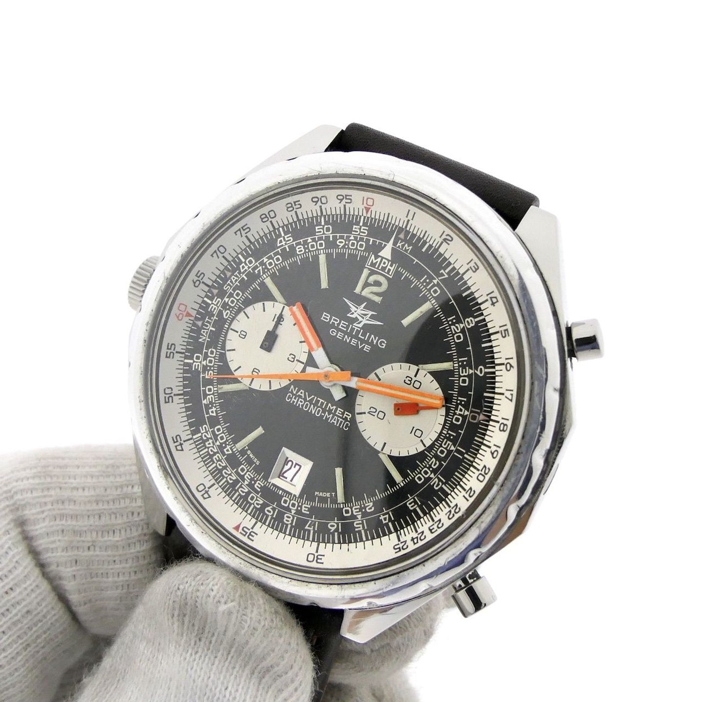 Breitling Chrono-Matic 1806 (1972) - Zwart wijzerplaat 49mm Staal (6/8)