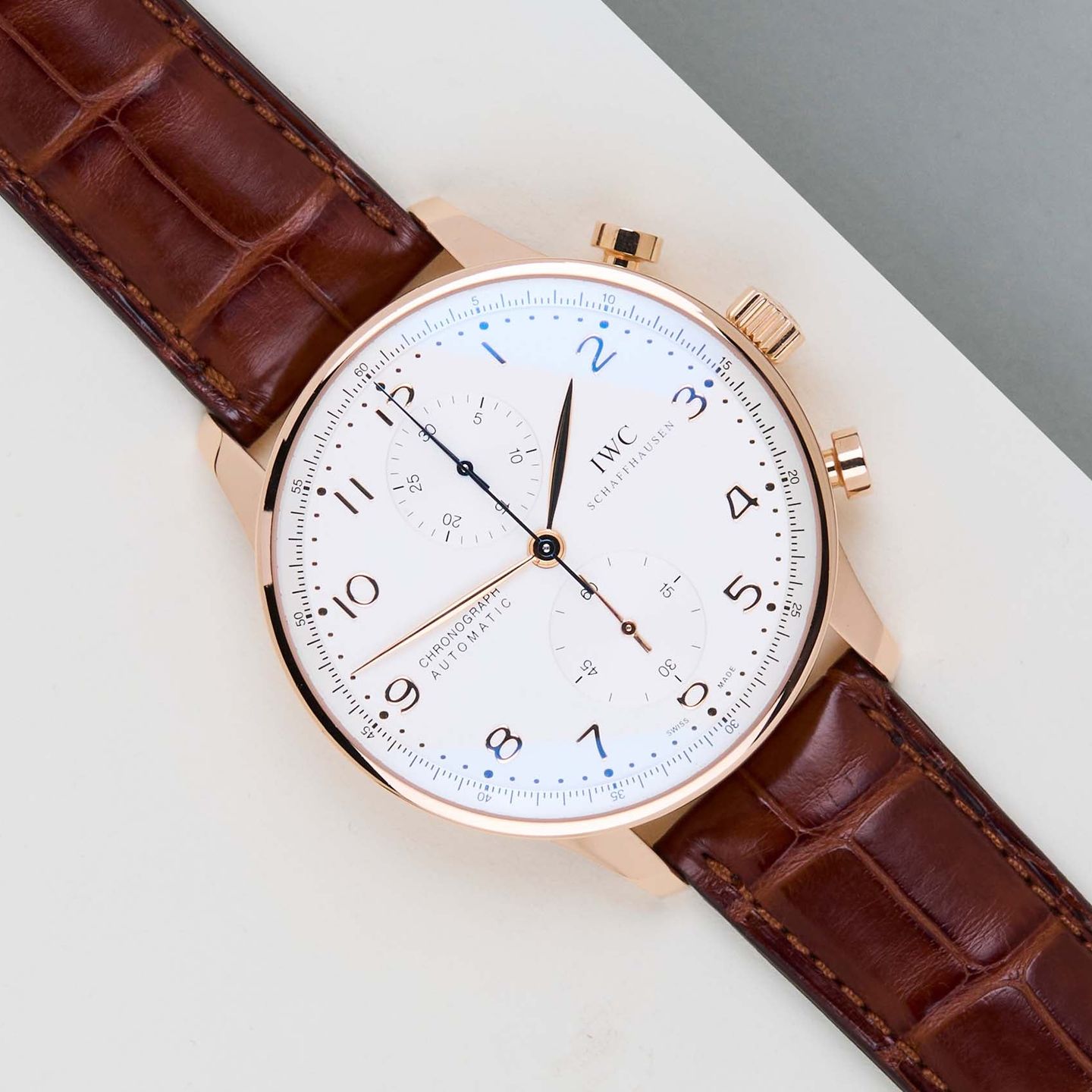 IWC Portuguese Chronograph IW371480 (2014) - Zilver wijzerplaat 41mm Roodgoud (1/8)