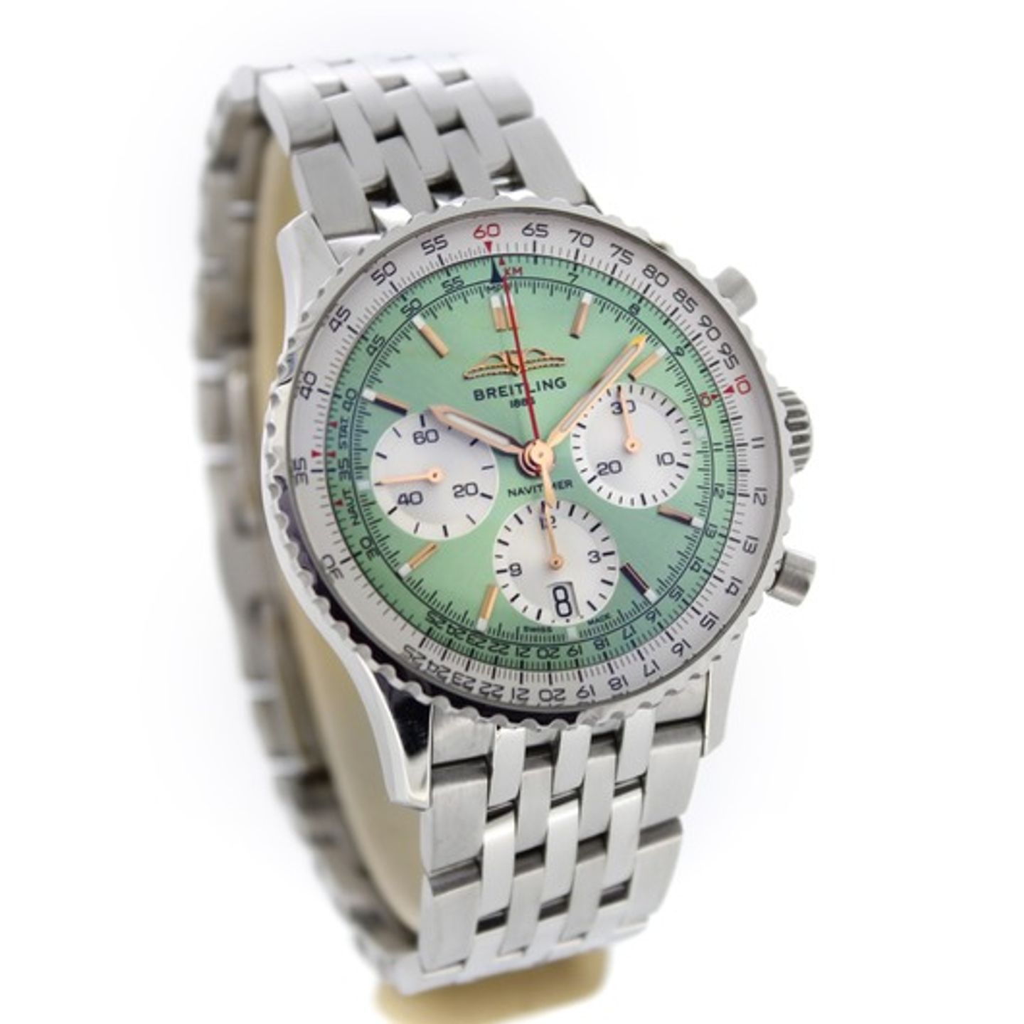 Breitling Navitimer 1 B01 Chronograph AB0139211L1A1 (2023) - Groen wijzerplaat 41mm Staal (4/7)