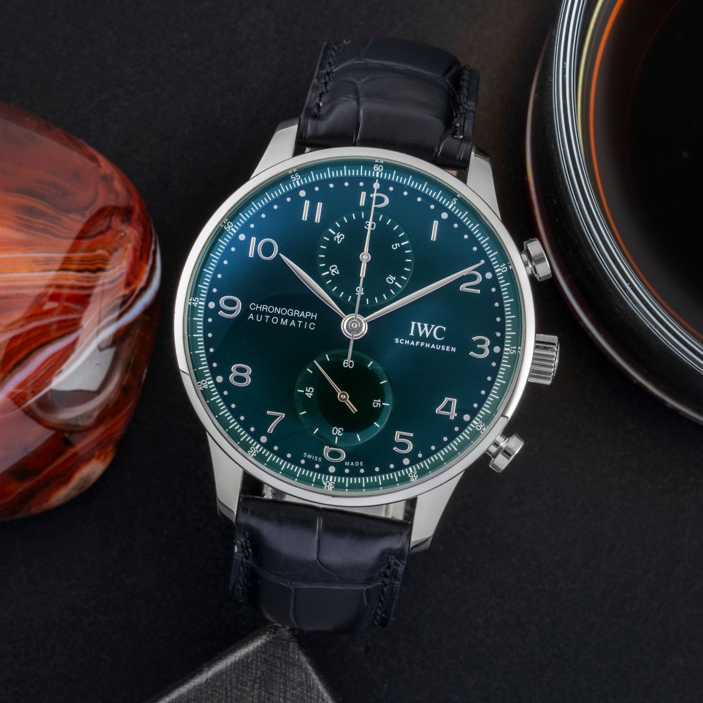 IWC Portuguese Chronograph IW371615 (Unknown (random serial)) - Green dial 41 mm Steel case (1/8)