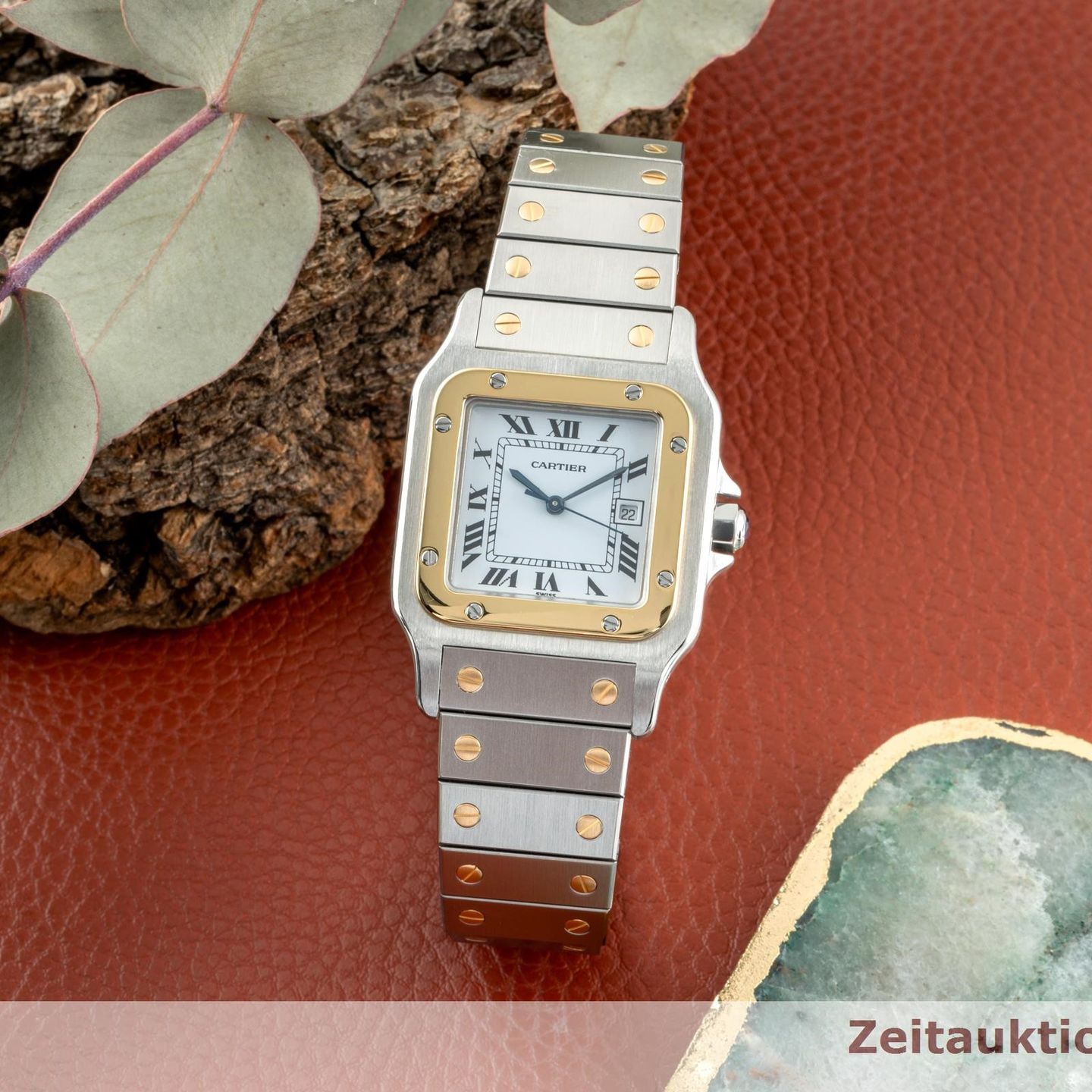 Cartier Santos 2961 (1995) - White dial 29 mm Gold/Steel case (3/8)