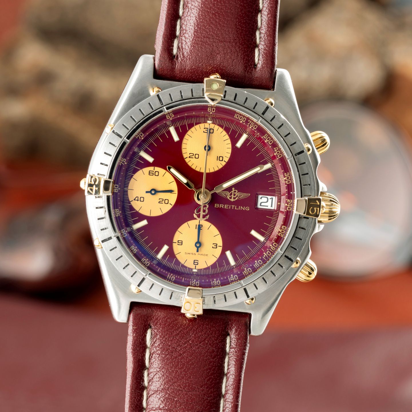 Breitling Chronomat 81.950 B13047 (1990) - Red dial 40 mm Steel case (3/8)