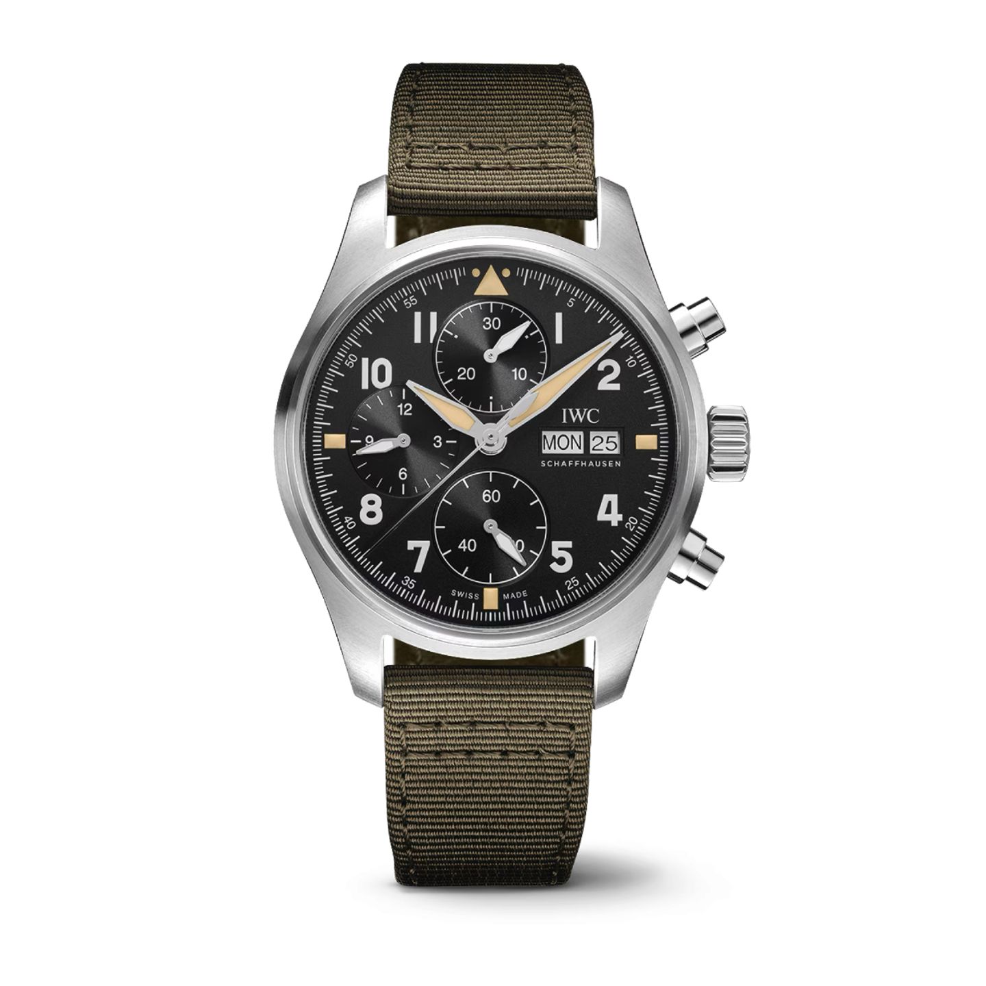 IWC Pilot Spitfire Chronograph IW387901 (2024) - Zwart wijzerplaat 41mm Staal (1/8)