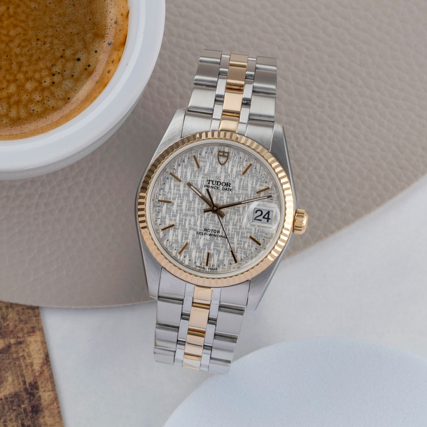 Tudor Prince Date 74033 (Unknown (random serial)) - Silver dial 34 mm Gold/Steel case (1/8)