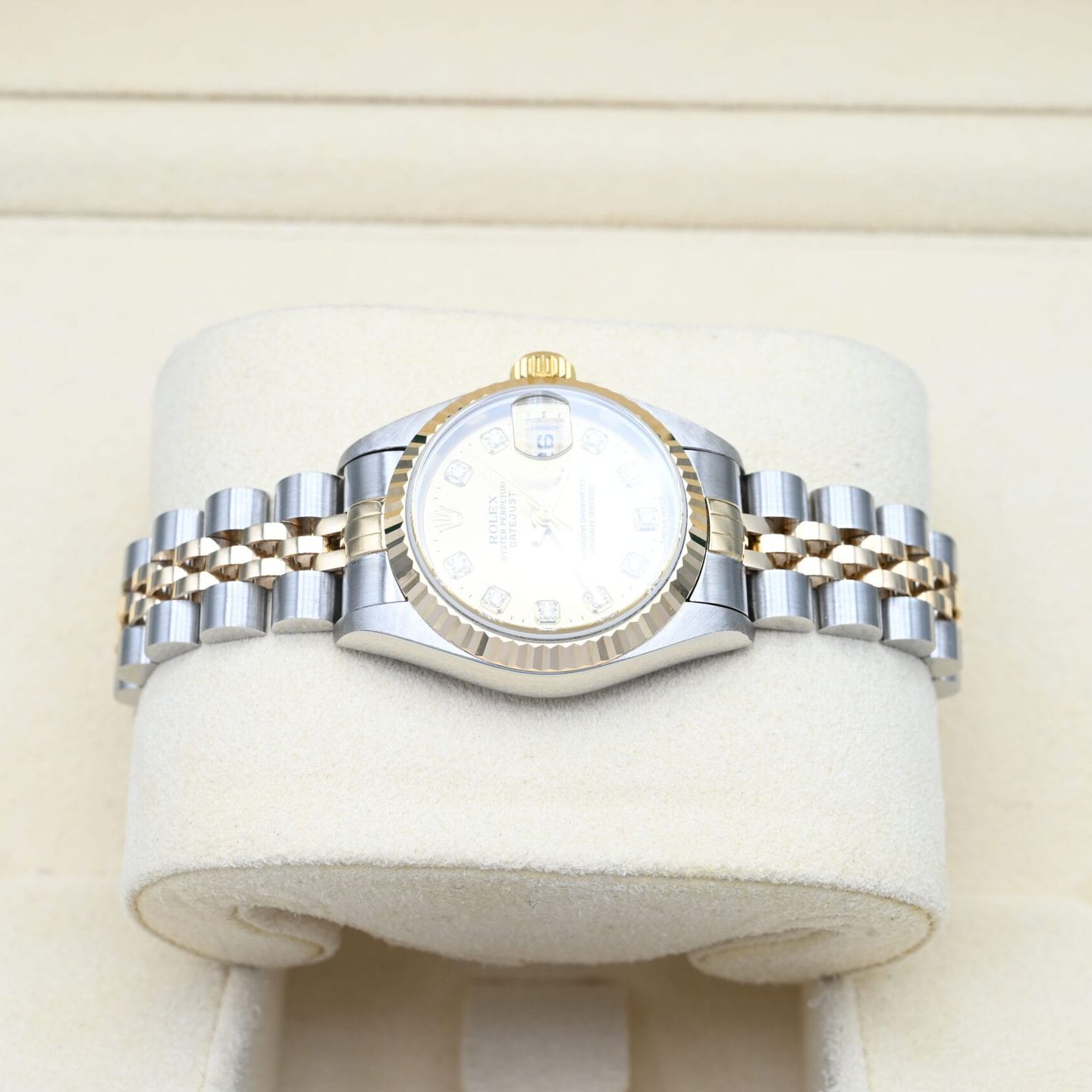 Rolex Lady-Datejust 69173 (1996) - Champagne wijzerplaat 26mm Goud/Staal (3/7)