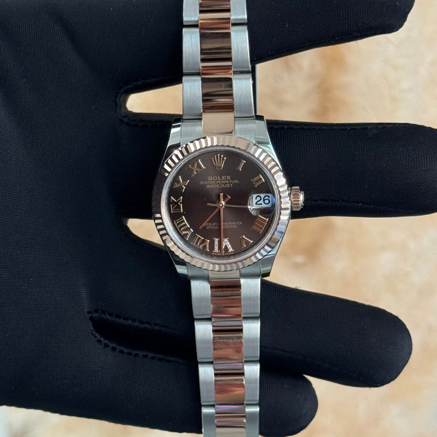 Rolex Datejust 31 278271 (2026) - Brown dial 31 mm Gold/Steel case (4/4)