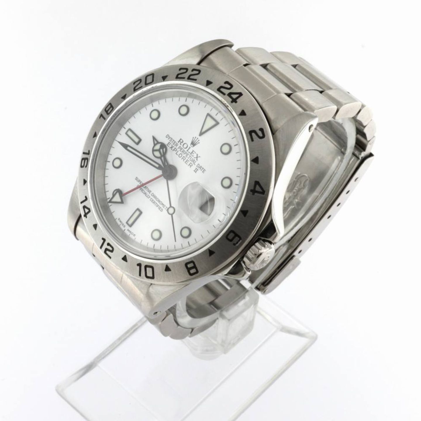 Rolex Explorer II 16570 (1996) - Wit wijzerplaat 40mm Staal (2/4)