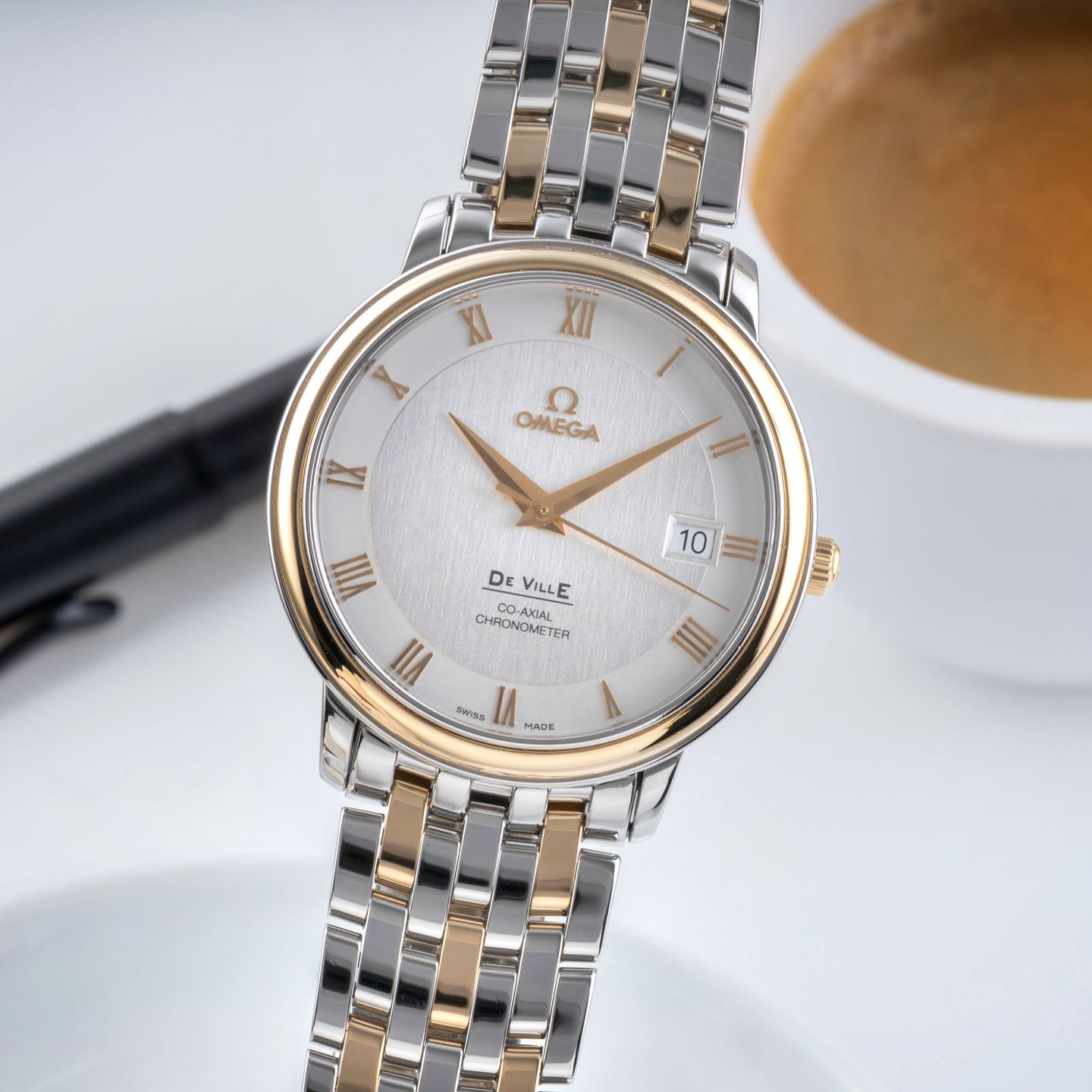 Omega De Ville Prestige 4374.31.00 (Unknown (random serial)) - Silver dial 37 mm Gold/Steel case (3/8)
