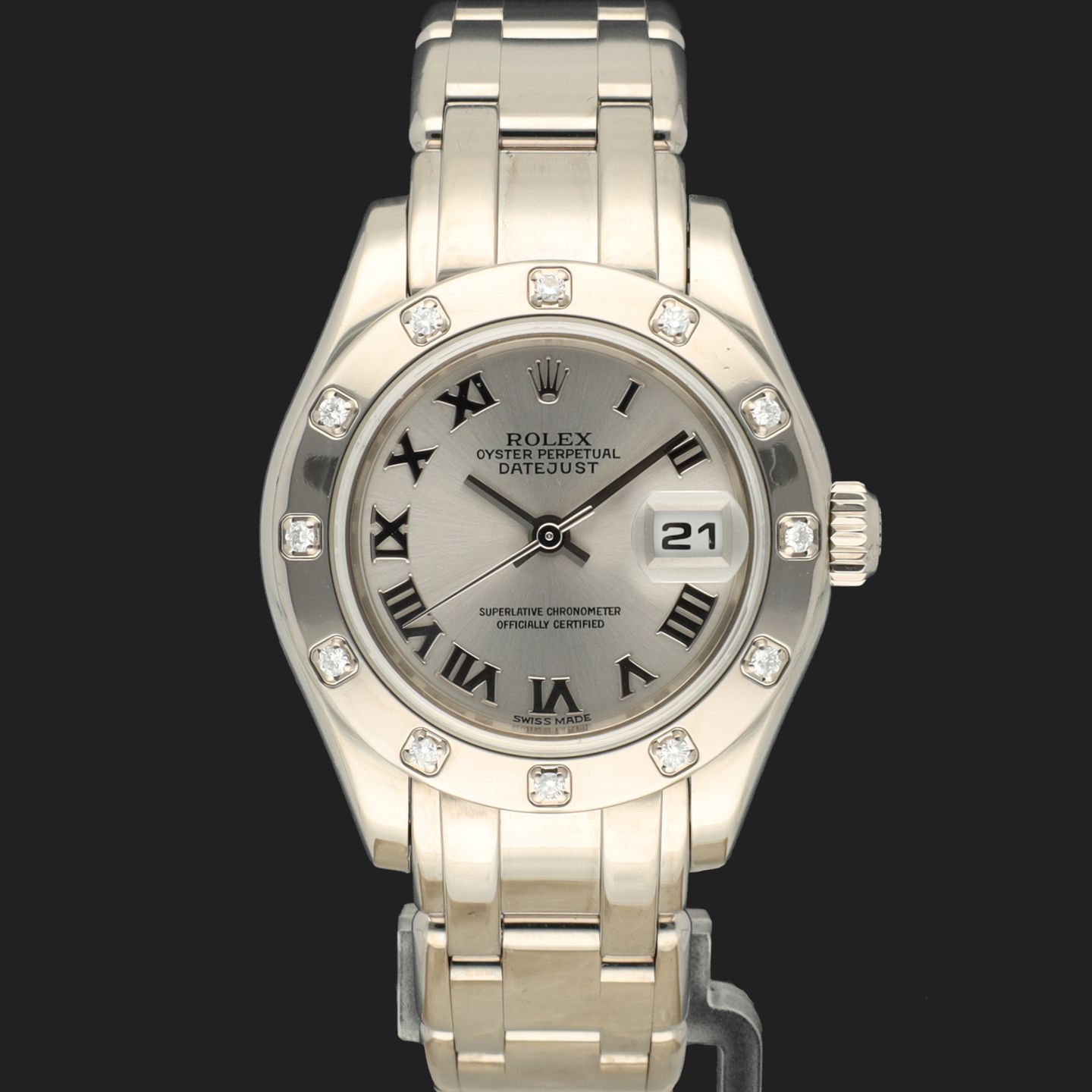 Rolex Lady-Datejust Pearlmaster 80319 (Unknown (random serial)) - Silver dial 29 mm White Gold case (2/8)