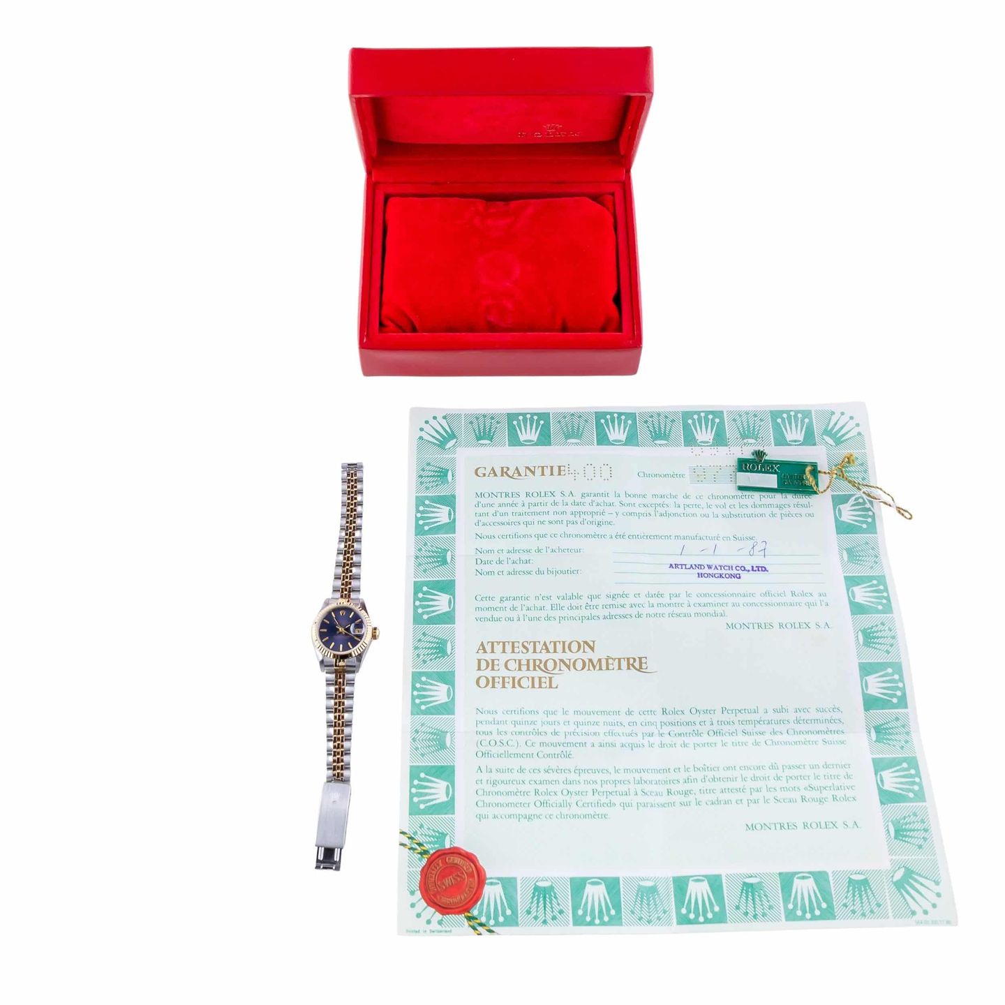 Rolex Lady-Datejust 69173 (1987) - Blauw wijzerplaat 26mm Goud/Staal (8/8)