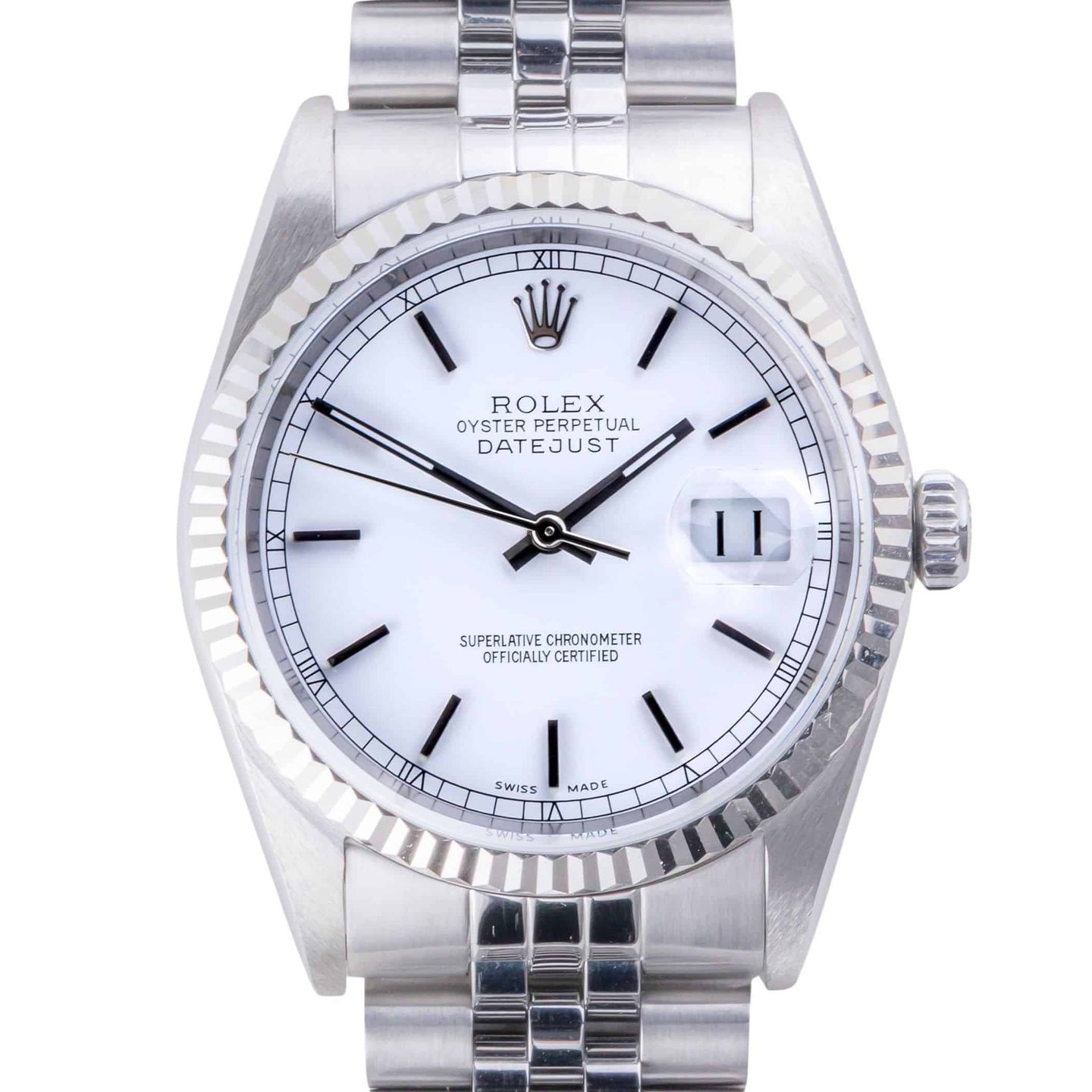 Rolex Datejust 36 16234 (1997) - White dial 36 mm Steel case (3/8)